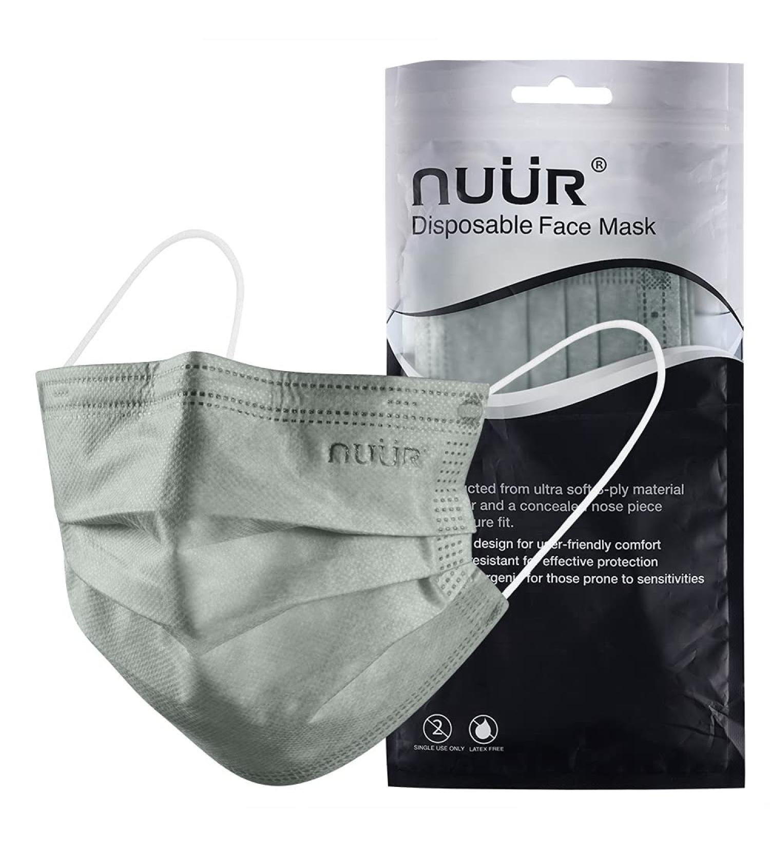 NU R 10pcs 3 Ply Disposable Face Mask Mask with Filter Layer and Elastic Earloop Retail Sealed bags Grey - Buy Online on GoSupps.com