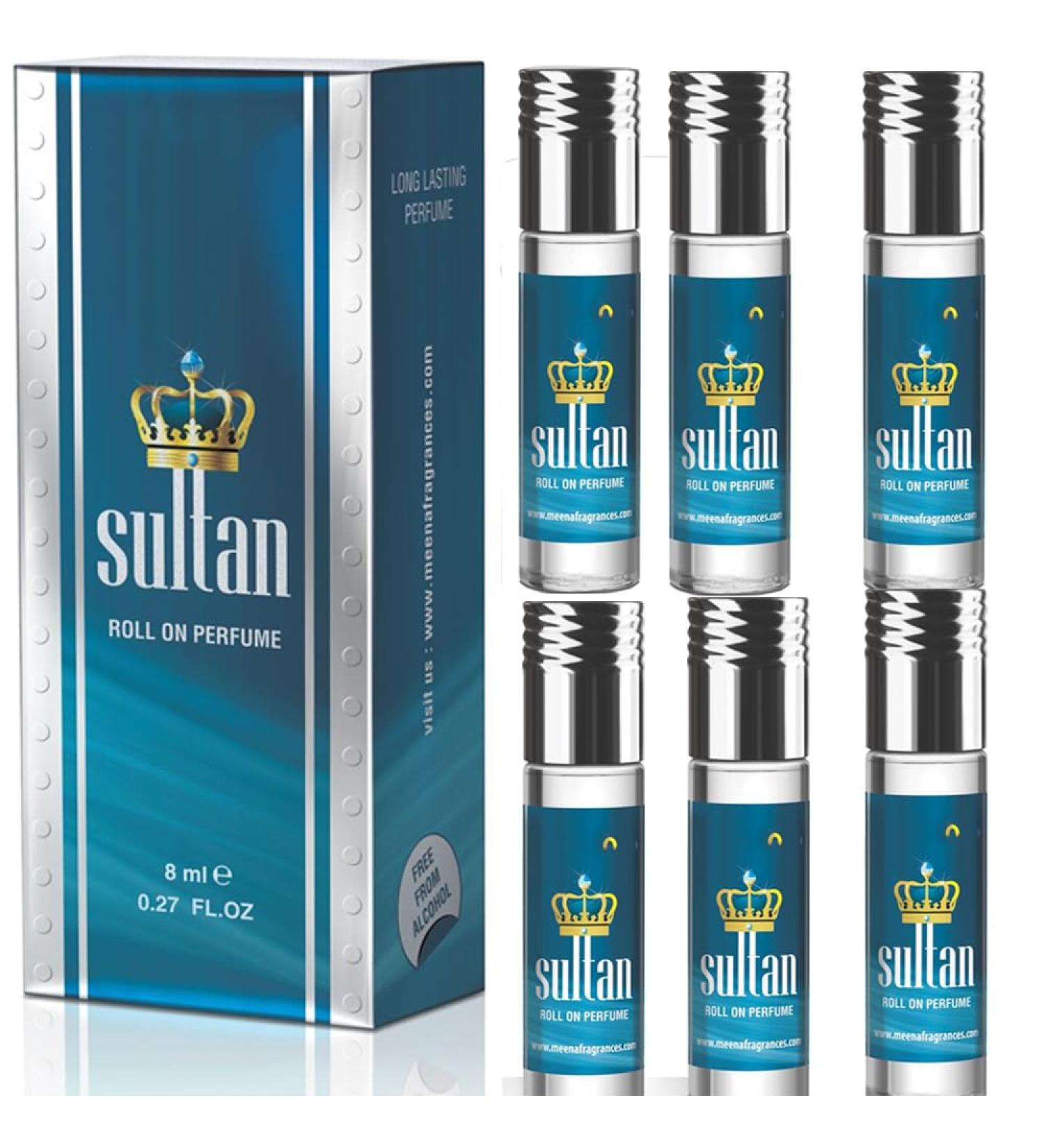 BlueQueen Sultan Roll On Perfume Alcohol Free Long Lasting Jasmine Perfume for Women and Men | Hypoallergenic Travel Size Jasmine Oil Perfume Roll On - 8Ml - Pack of 6 - Buy Online on GoSupps.com