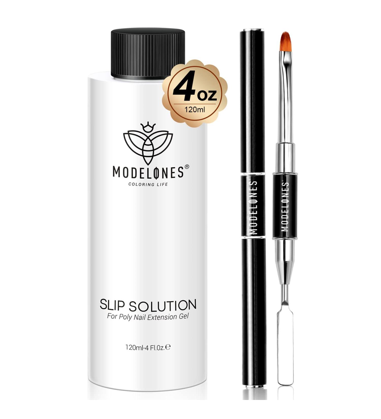 Modelones Poly Nail Gel Kit 120ml - Slip Solution Set with Dual-Ended Nail Brush | Anti-Stick, Non-Odor, Healthy Manicure - Buy Online on GoSupps.com