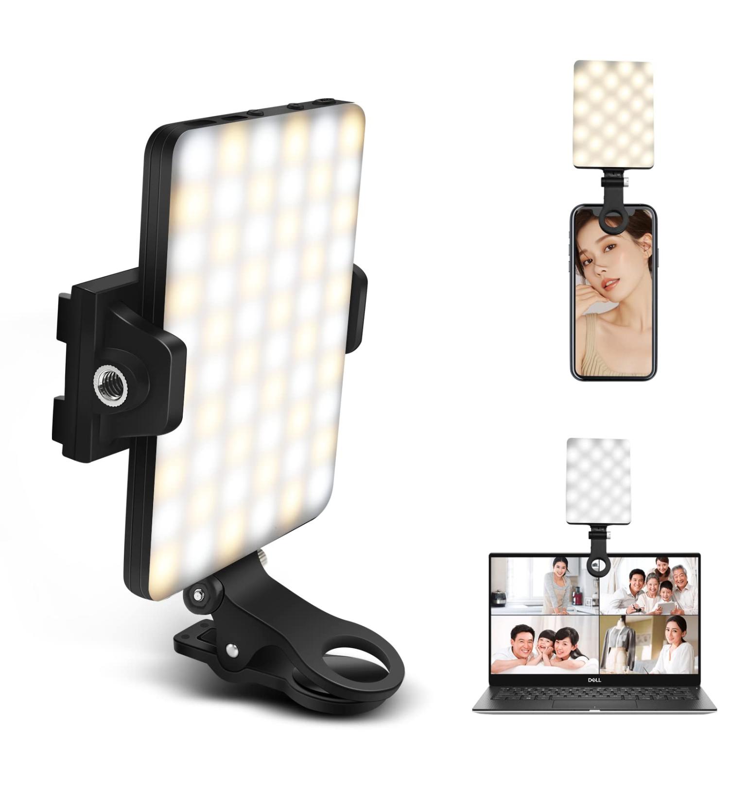 GreatLPT Cell Phone Fill Light - Rechargeable Clip-On Video Light with 10-Level Brightness Adjustment, CRI 95+, 3 Light Modes - Portable Conference Lighting - Buy Online on GoSupps.com
