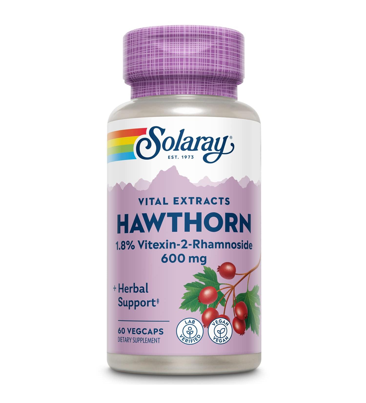 Solaray Hawthorn Two Daily Supplement 600mg | 60 CT 60 Count (Pack of 1)