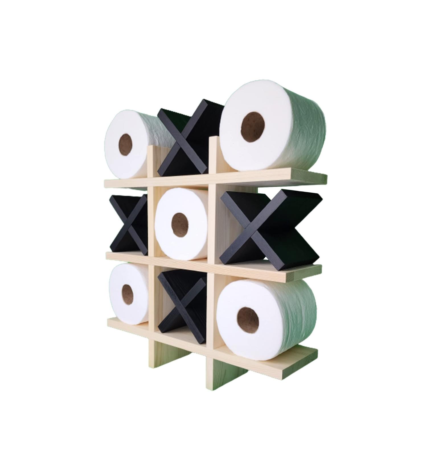 Tic Tac Toe Toilet Paper Holder - Natural with Black X's - Buy Online on GoSupps.com
