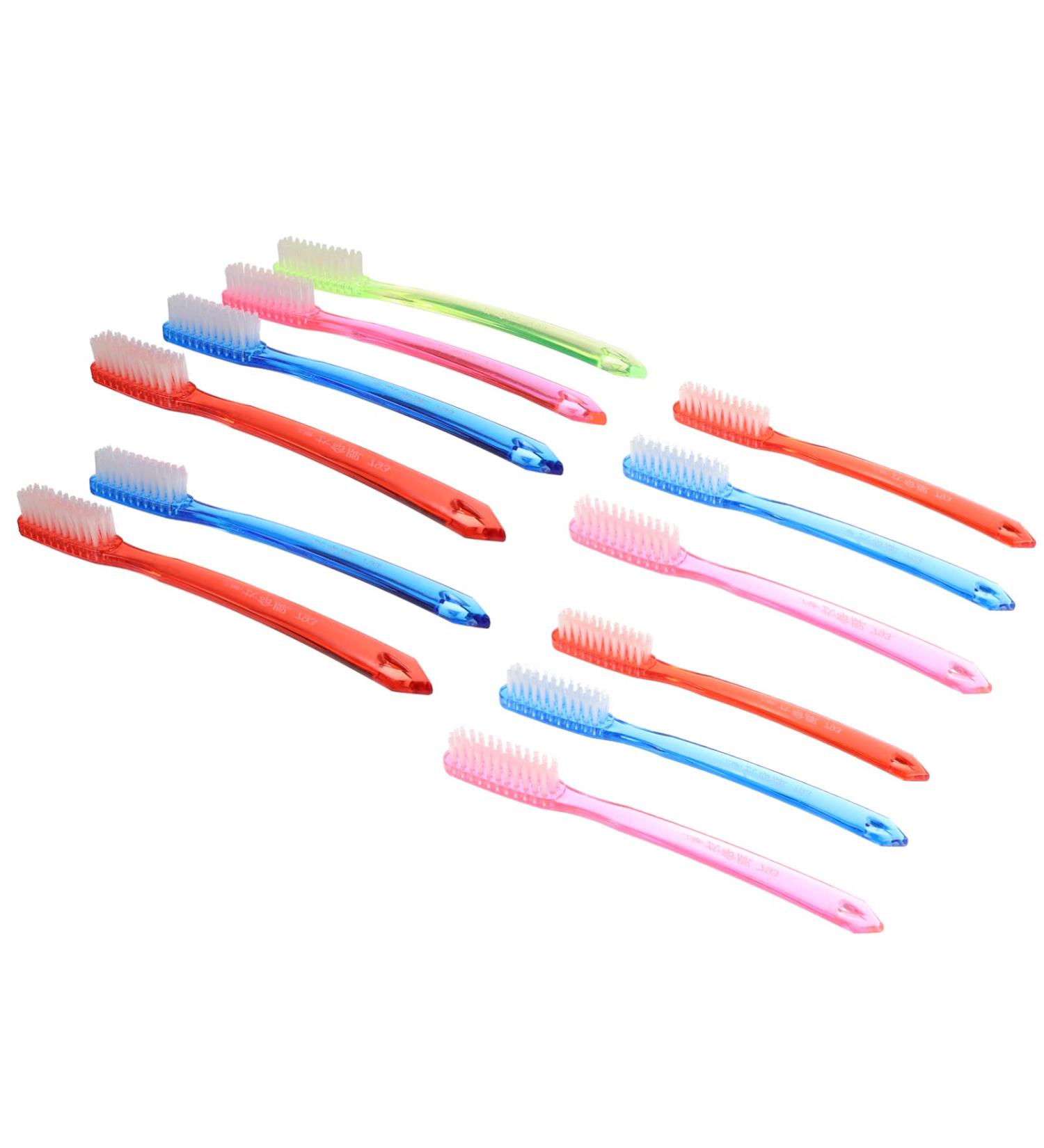 Beavorty 12pcs Firm Toothbrushes - Full Head Manual Hard Bristles Toothbrush for Teeth Cleaning and Whitening - Adults Women Men - Random Color - Buy Online on GoSupps.com
