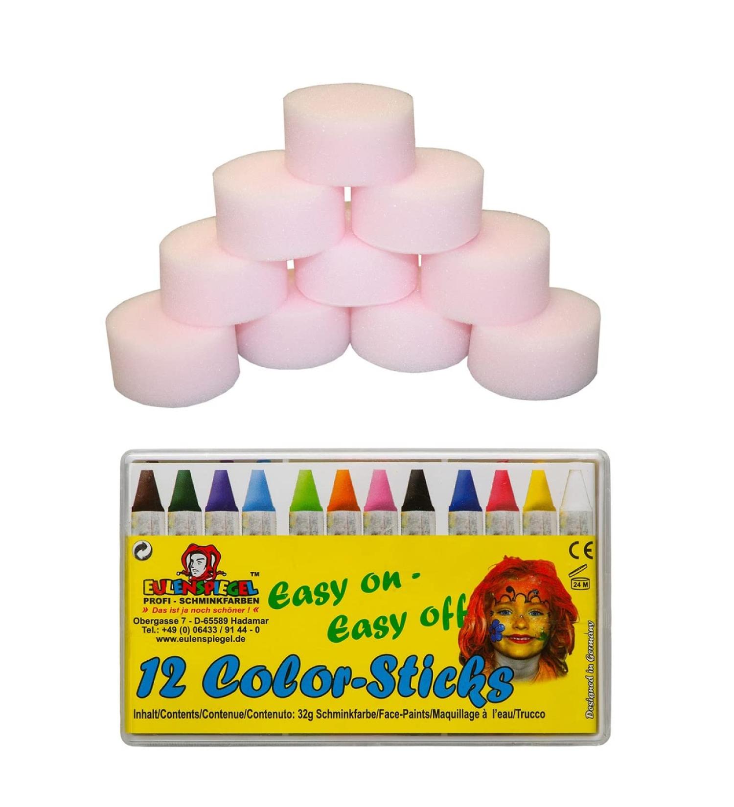 Eulenspiegel - Color Sticks 12 pieces fat-based make-up sticks Make-Up Sponges Make-up sticks and sponges