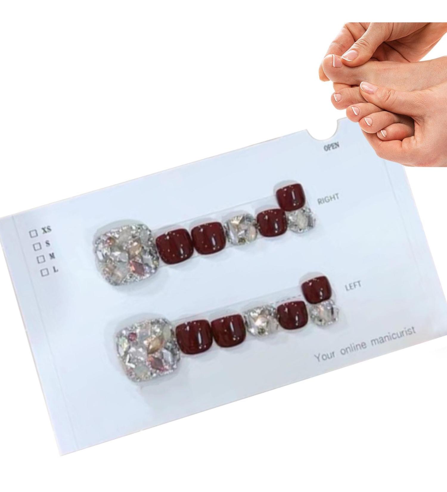 Glossy Toe Nails - Glitter Toe Nails - Manicure Art Glossy Fake Toe Nails Sparkling Cat's Eye Toenail for Summer for Women Girls - Buy Online on GoSupps.com