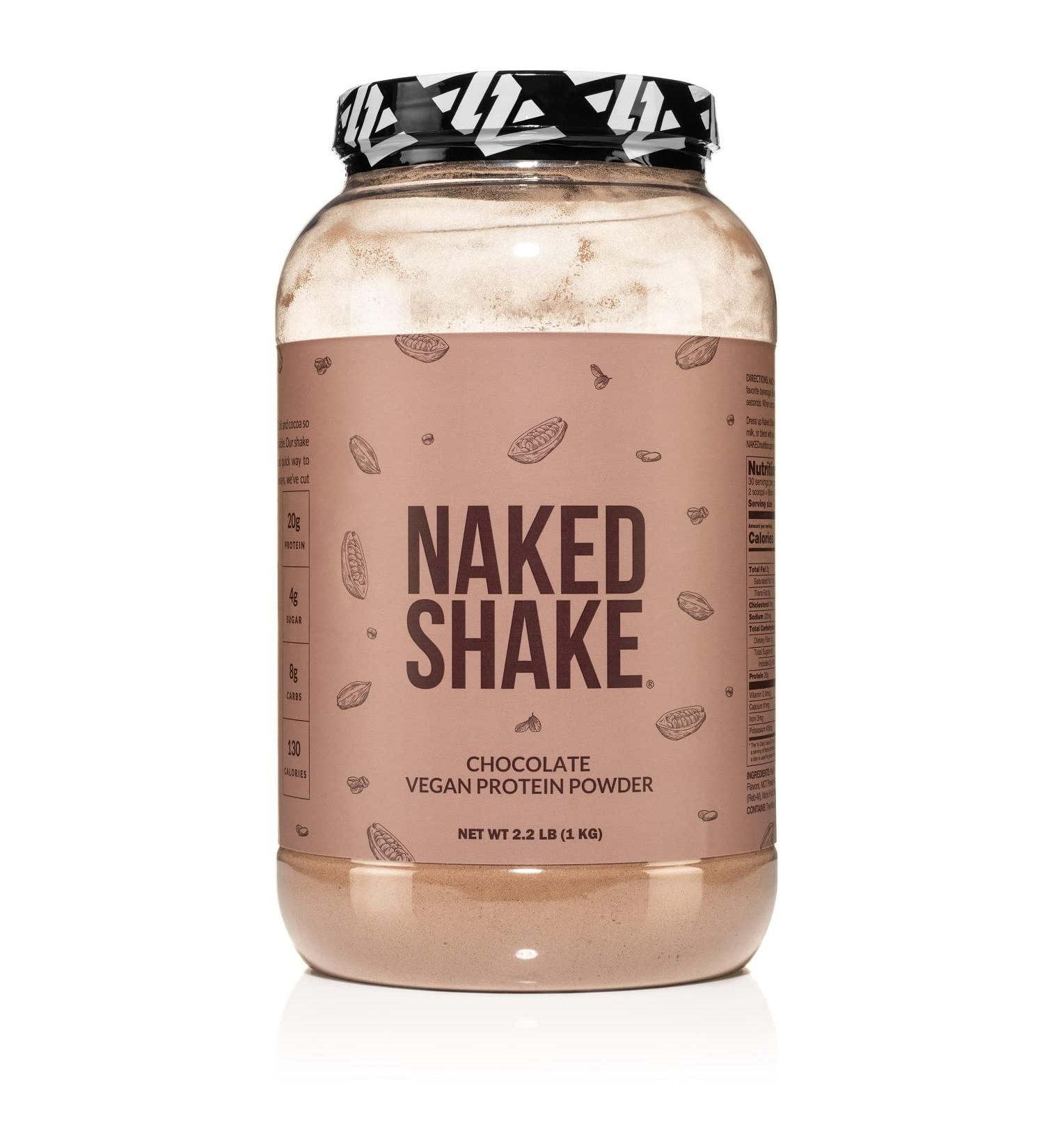 Naked Shake Chocolate Protein Powder - Plant Based, US & Canadian Farms, MCT Oil - Gluten-Free, Soy-Free, No GMOs - 30 Servings - Buy Online on GoSupps.com