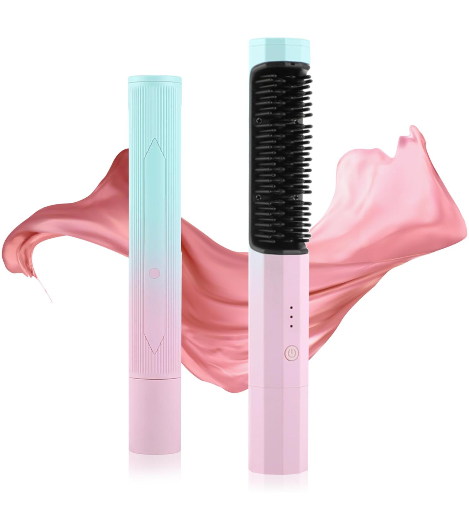 Portable Cordless Hair Straightener Brush | 3 Temp Settings Auto-Off & Anti-Scald | Ideal for Women | International Shipping Available - Buy Online on GoSupps.com