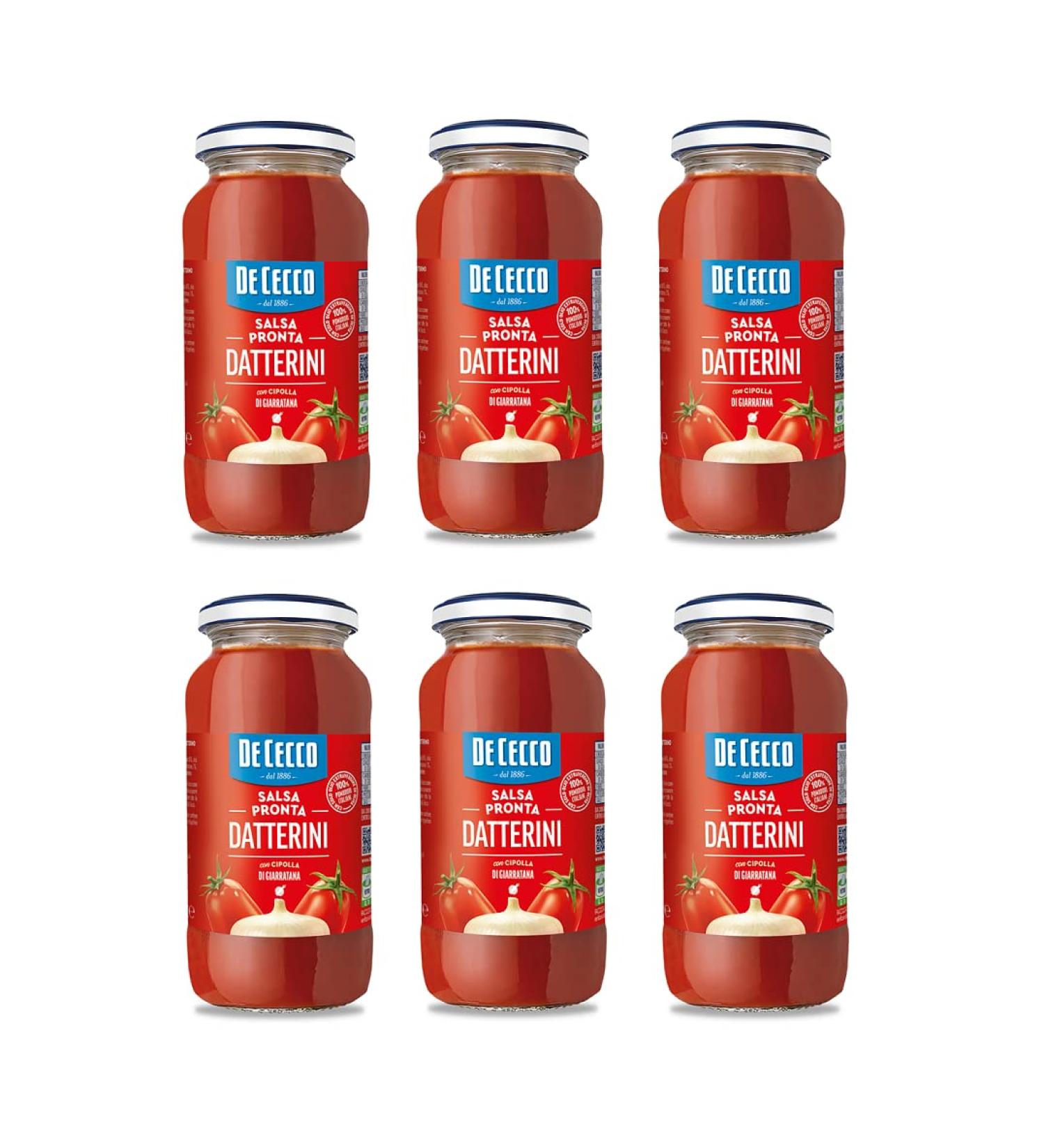 De Cecco Brothers 6x De Cecco Ready Sauce Datterini with Giarratana Onion tomatensaus cant en clare saus met ui van Giarratana 300 g