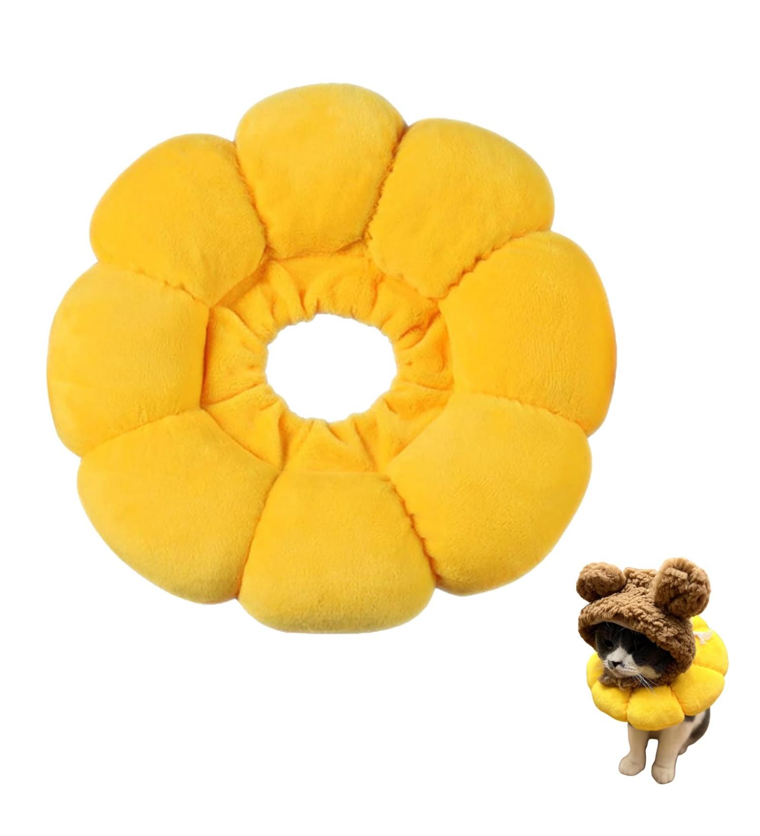 Adjustable Yellow Sunflower Cat Collar - Protective for Small Dogs After Surgery | Small Size - Buy Online on GoSupps.com
