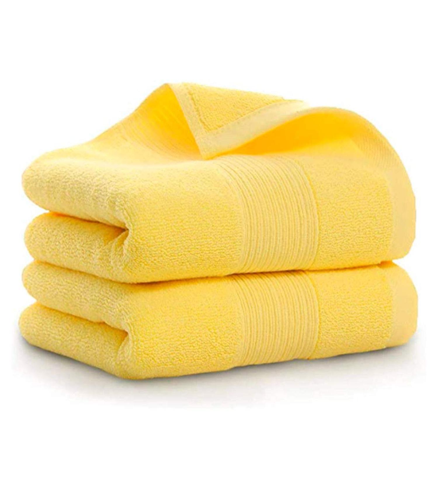 RUIBOLU 100% Cotton Ultra Soft Hand Towels - 2 Set, 14x30 Bath, Hand, Face, Gym Towels - Yellow - Buy Online on GoSupps.com