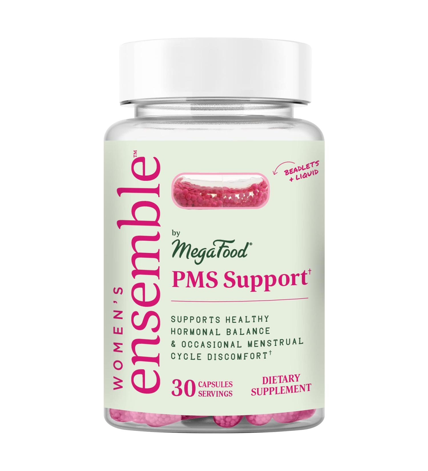 MegaFood PMS Support Supplement for Women - Hormone Balance with Chaste Tree Berry & Primrose Oil - 30 Capsules - Buy Online on GoSupps.com