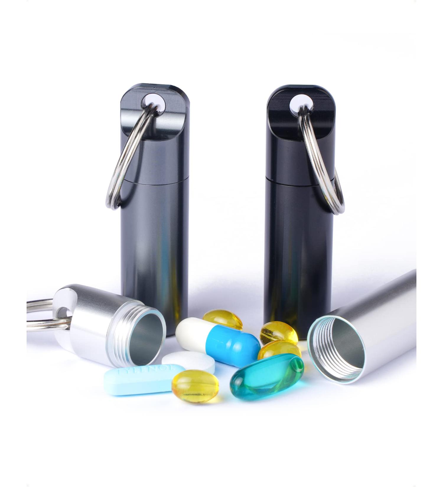Waterproof Portable Keychain Pill Holder - 3 Pack Aluminum Medicine Fob for Travel Camping & Everyday Use - Buy Online on GoSupps.com