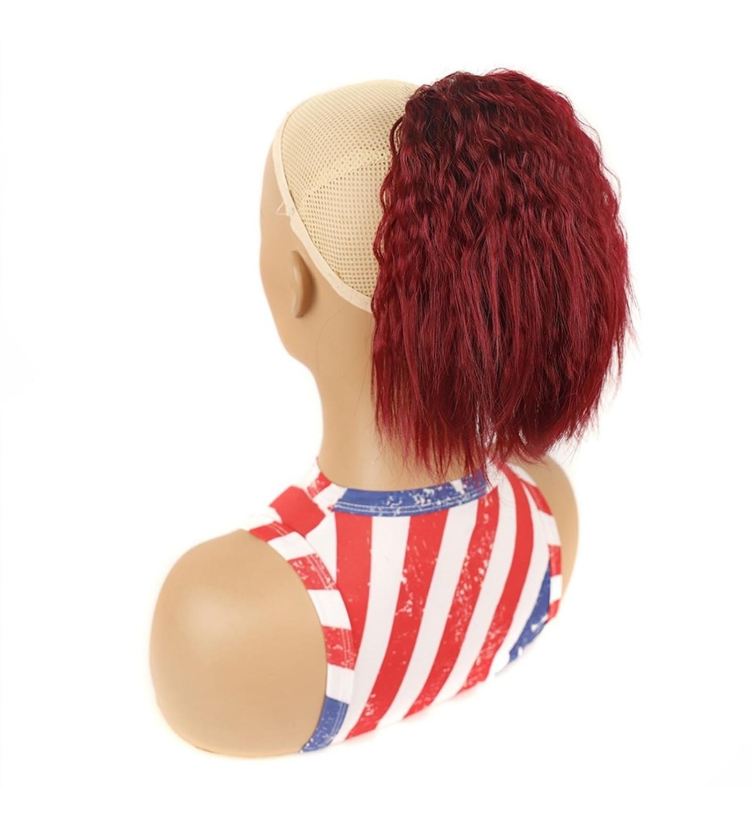 Syntheitc Short Fake Hair Pieces Drawstring Ponytail Hair Extensions Corn Wavy Curly Clip in Fluffy Ponytail Hairpiece for Women (Color : BUG) - Buy Online on GoSupps.com