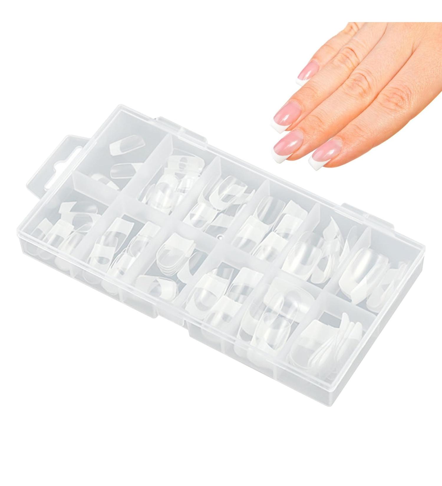 French Tip Press on Nails Soft Gel Fake Square Press on Nails - Shallow Curve Nail Art Tool for Datings Weddings Night Out Parties Caume - Buy Online on GoSupps.com