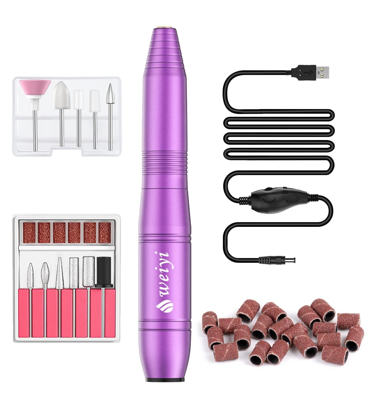 Weiyi Nail Milling Cutter - Electric Nail File for Gel & Acrylic Nails 20 000 RPM USB 11-in-1 Manicure & Pedicure Set - Professional Quality International Shipping - Buy Online on GoSupps.com