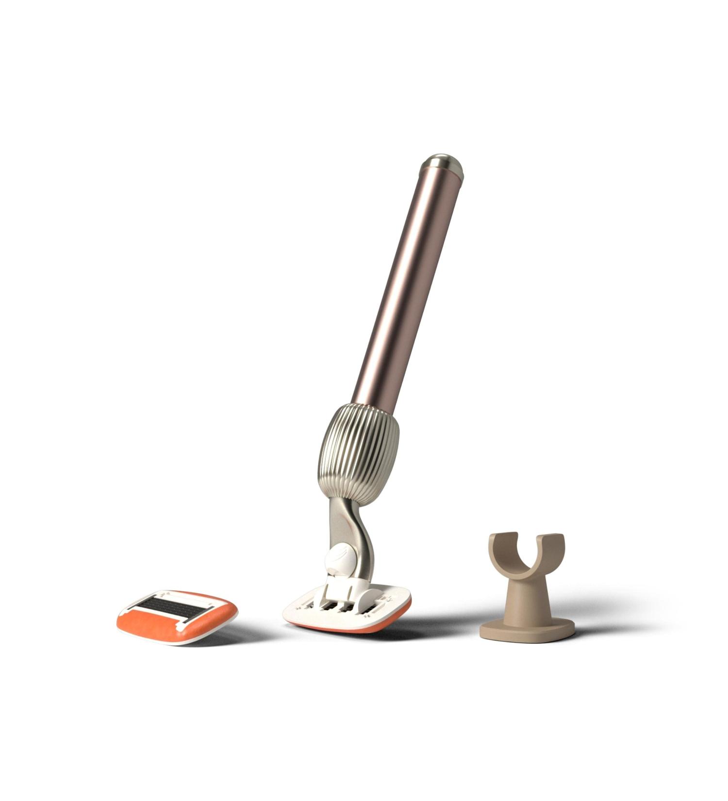 Fler The Razor Starter Set - Women's Interchangeable Razor with Aloe Vera & Vitamin E Blades - Blush Pink - Unisex Razor & 2 Replacement Heads - Buy Online on GoSupps.com