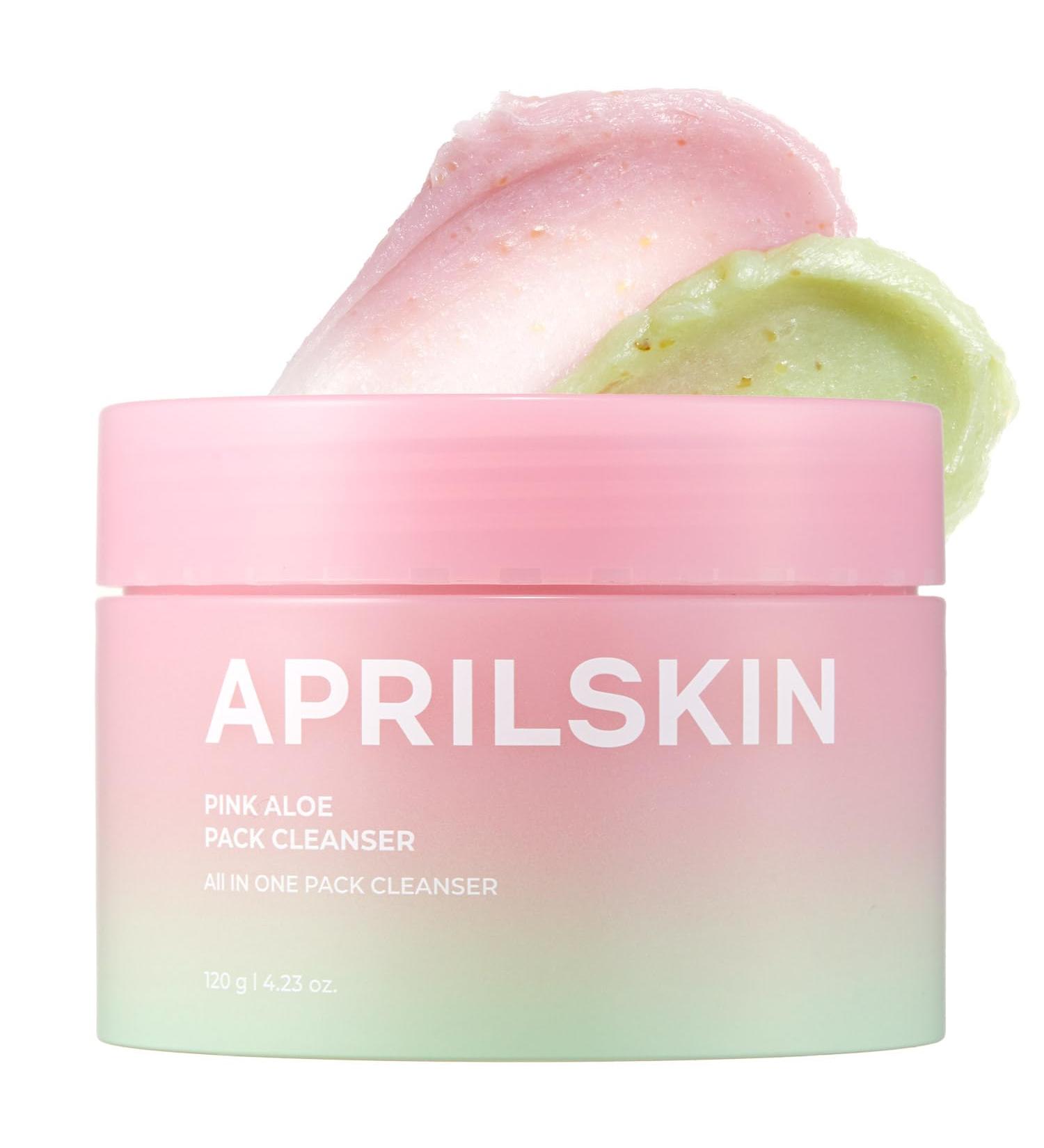 APRILSKIN Pink Aloe Facial Polish Cleanser - Gentle Exfoliating Mungbean & Soybean Scrub Removes Waterproof Makeup Non-Comedogenic Korean Skincare for All Skin Types - Buy Online on GoSupps.com
