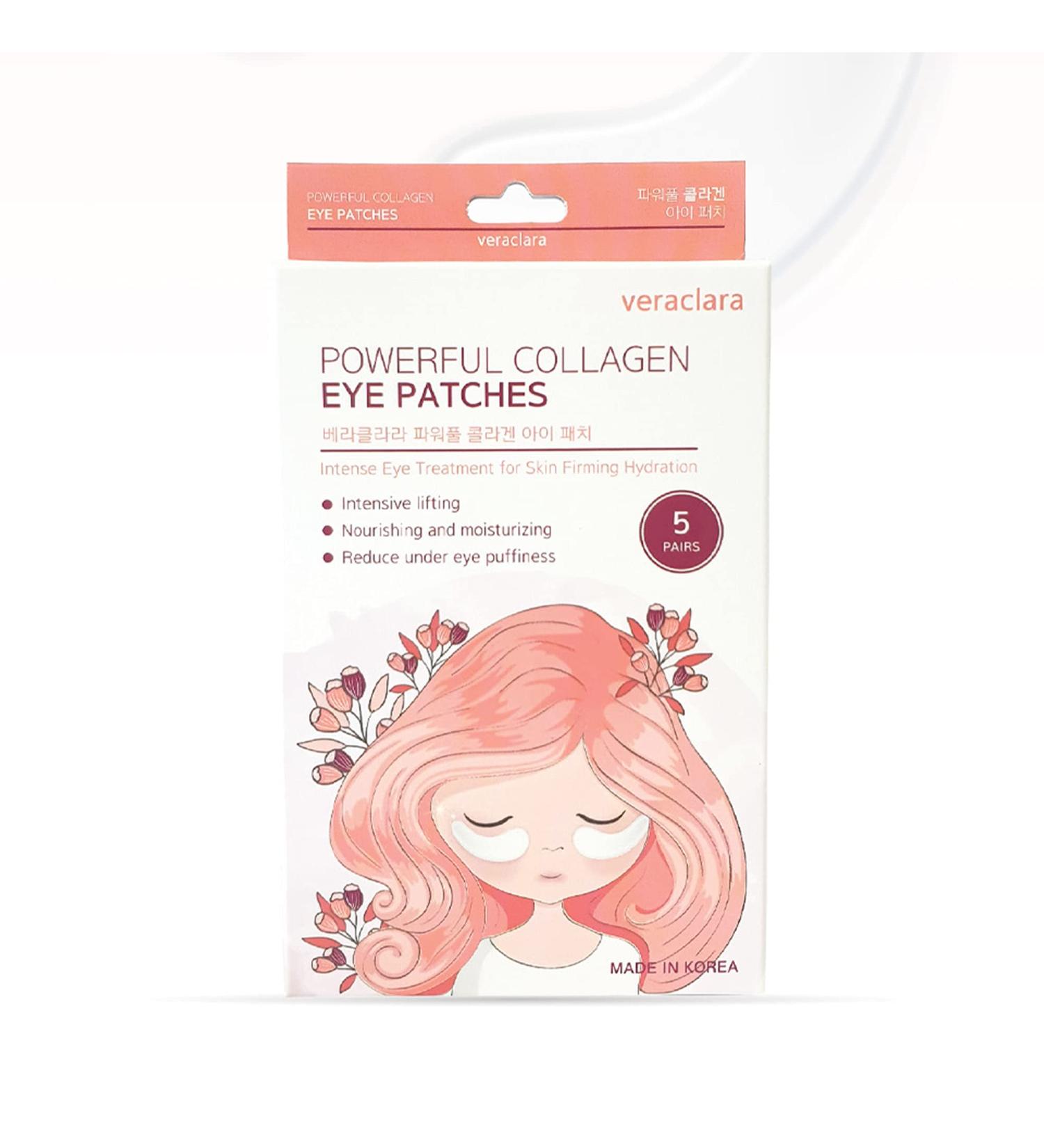 Veraclara Powerful Collagen Eye Patches - Reduce Puffy Eyes, Dark Circles, Wrinkles - 5 Pairs | Under Eye Treatment for Revitalized Skin - 1 Pack - Buy Online on GoSupps.com