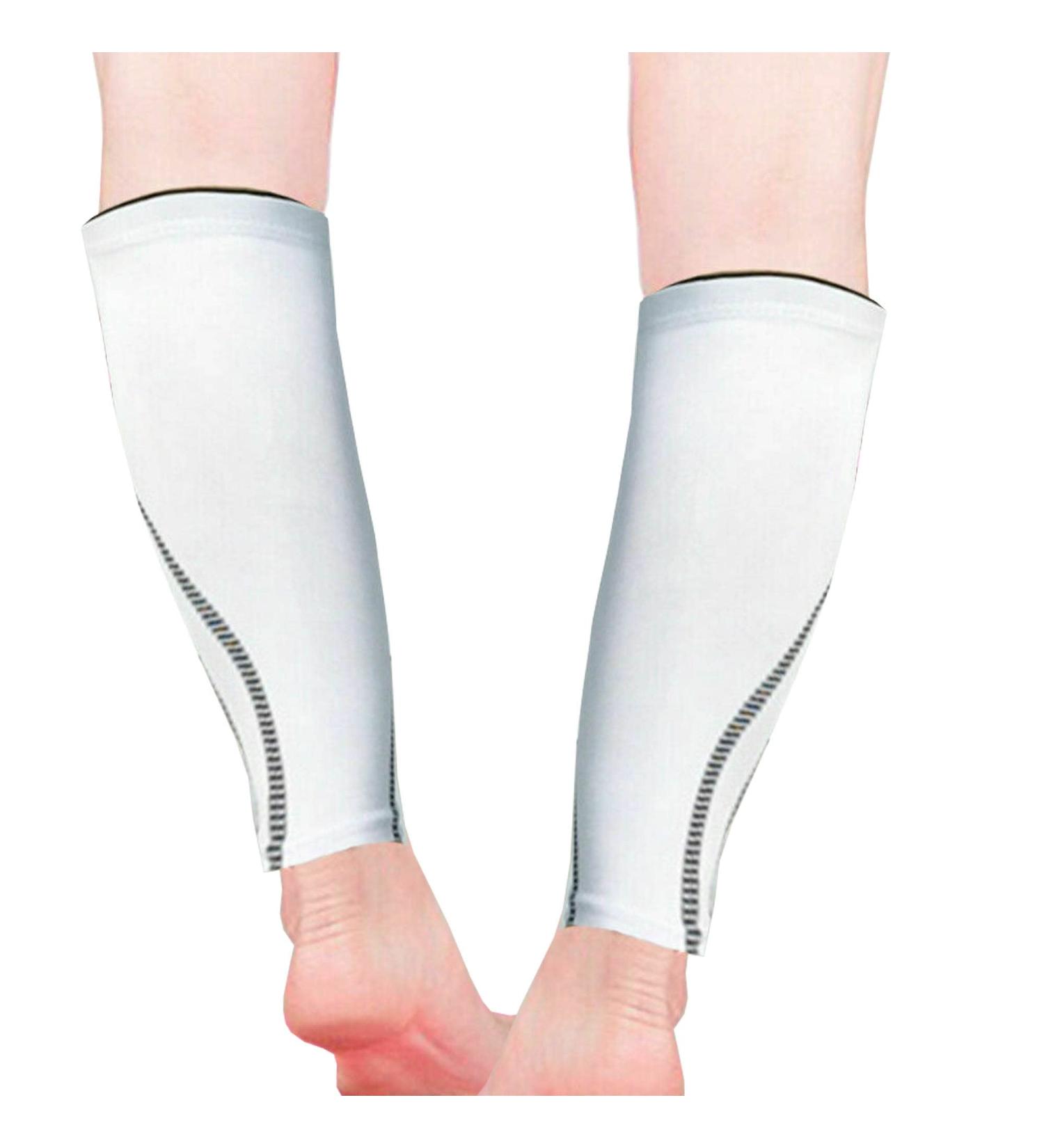 Gemx Calf Compression Sleeve (1 Pair) - Breathable Neoprene Fabric Footless Calf Sleeves for Shin Splints Support - Ideal for Running, Cycling & Hiking - M (Calf Wave) White - Buy Online on GoSupps.com
