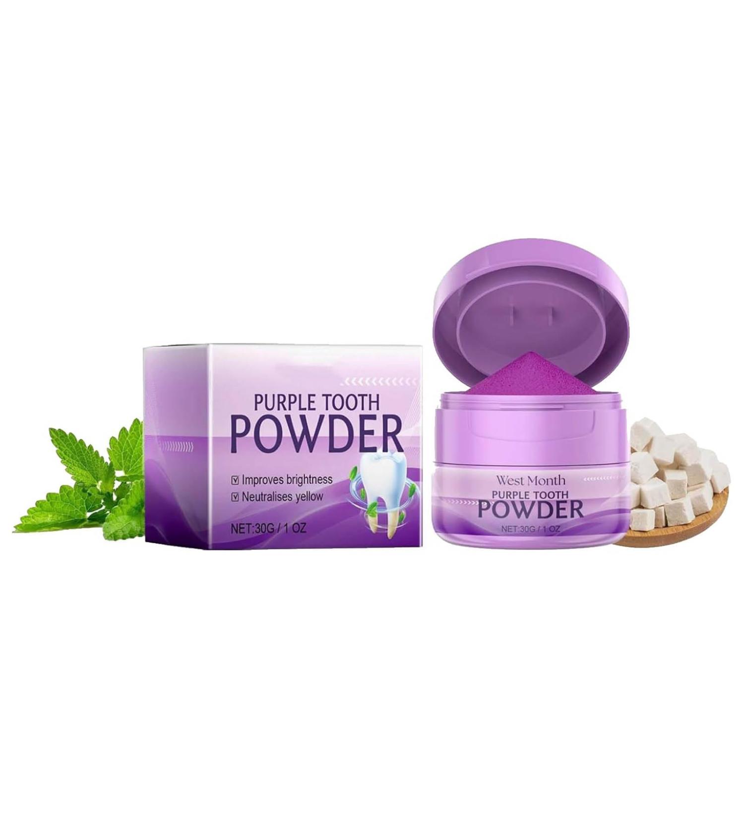 Purple Teeth Whitening Powder - Deep Clean & Brighten | Tooth Whitening & Fresh Breath Booster (1PC) - Buy Online on GoSupps.com