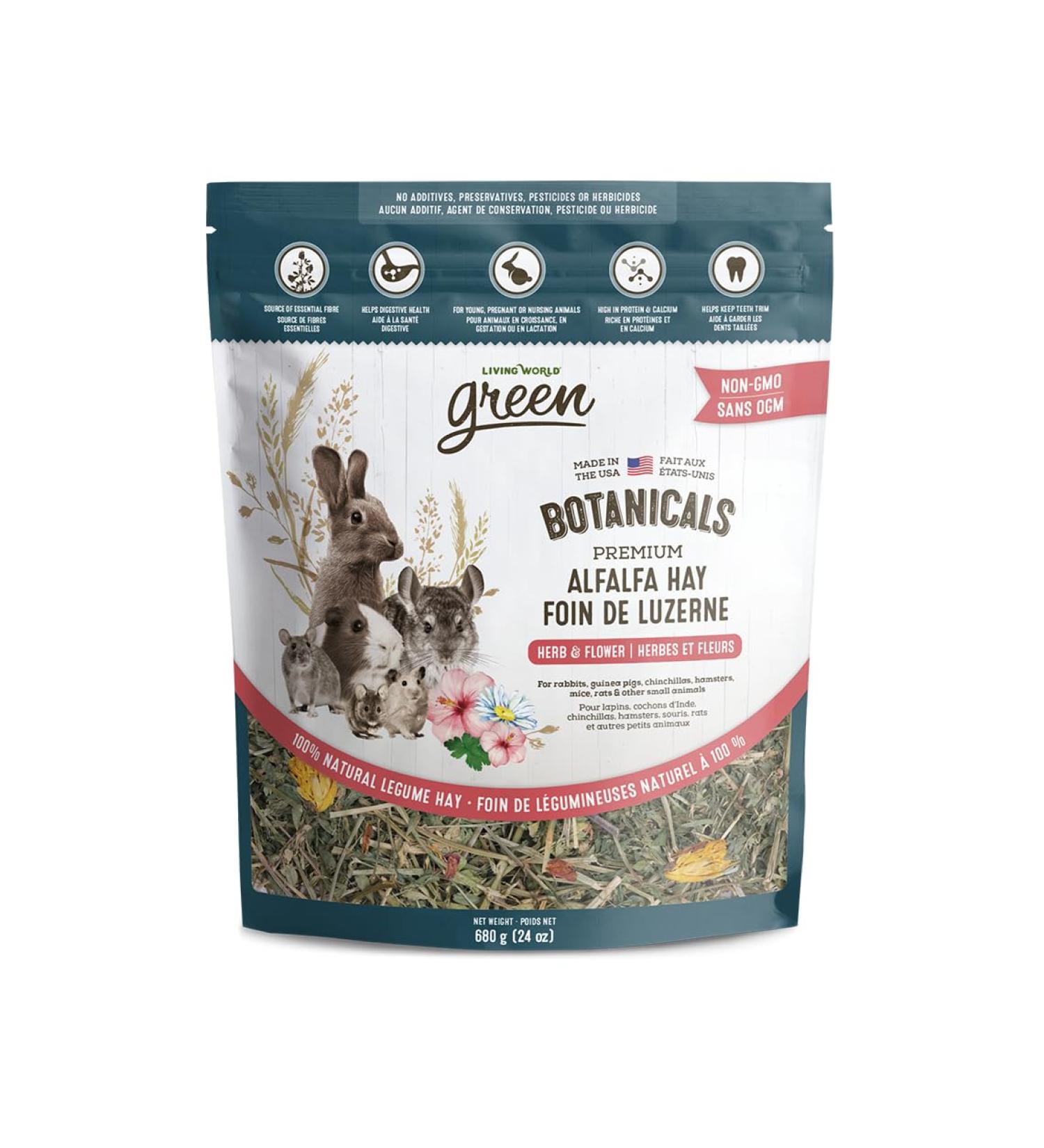 Living World Green Botanicals Premium Alfalfa Hay Herb & Flower Mix 680 g (24 oz)