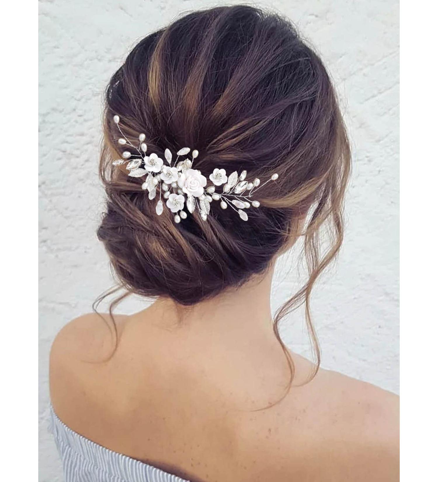 GORAIS Crystal Pearl Wedding Hair Vine Bridal Hair Piece for Women and Girls - Silver - Buy Online on GoSupps.com