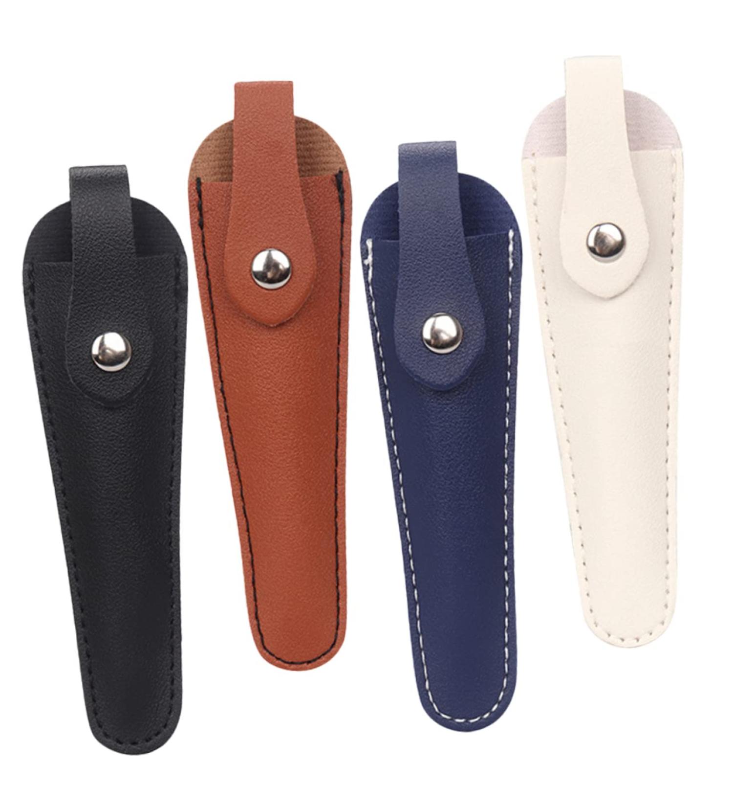 4-Part Shear Set - Black Scissors Tool with Leather Protection & Storage Cover | PU Sheath for Kids - 15x4.3cm - Buy Online on GoSupps.com