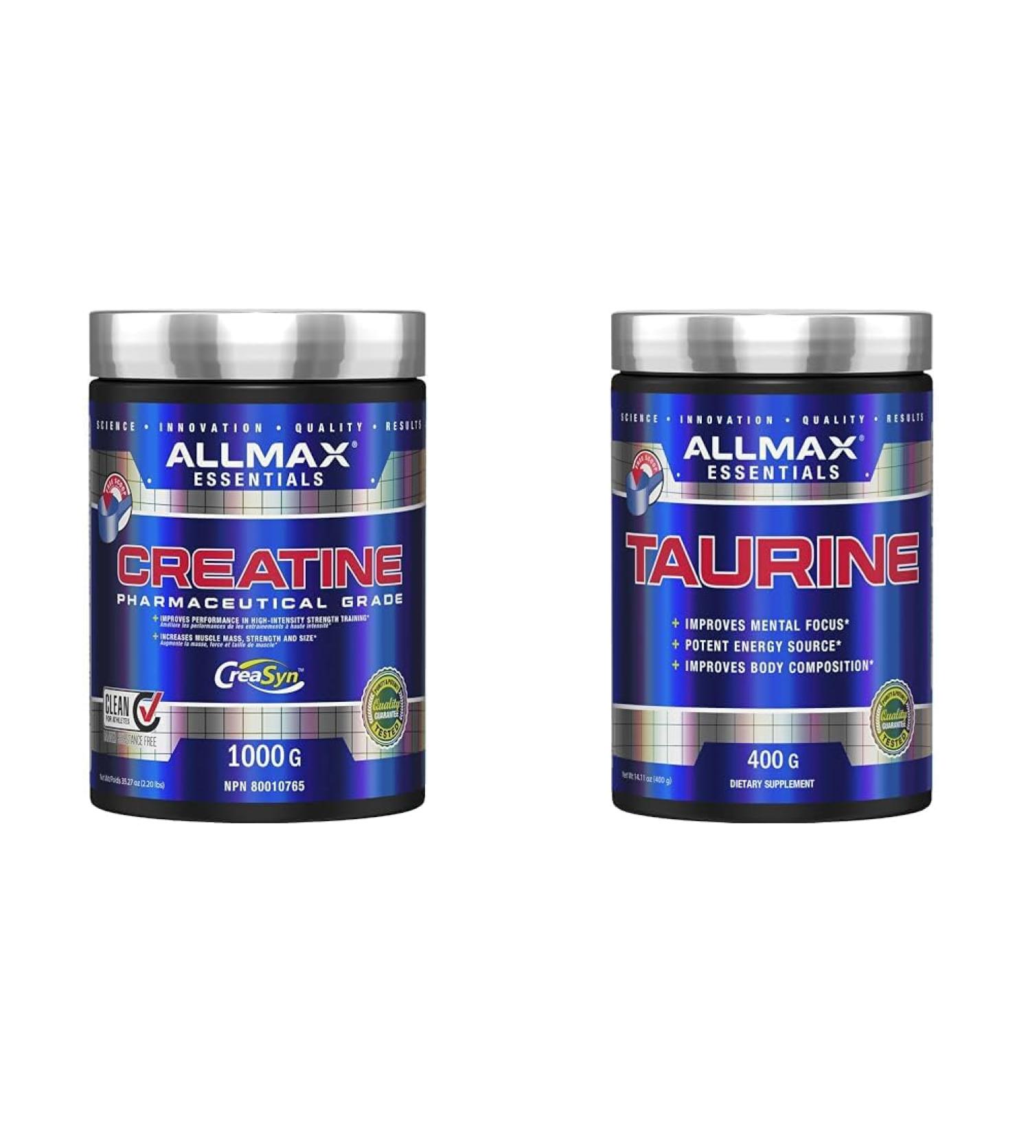 ALLLMAX Creatine 1000 Gram 1000 gram & 100% pharmaceutical grade maximum strength + absorption Taurine 400g - Buy Online on GoSupps.com