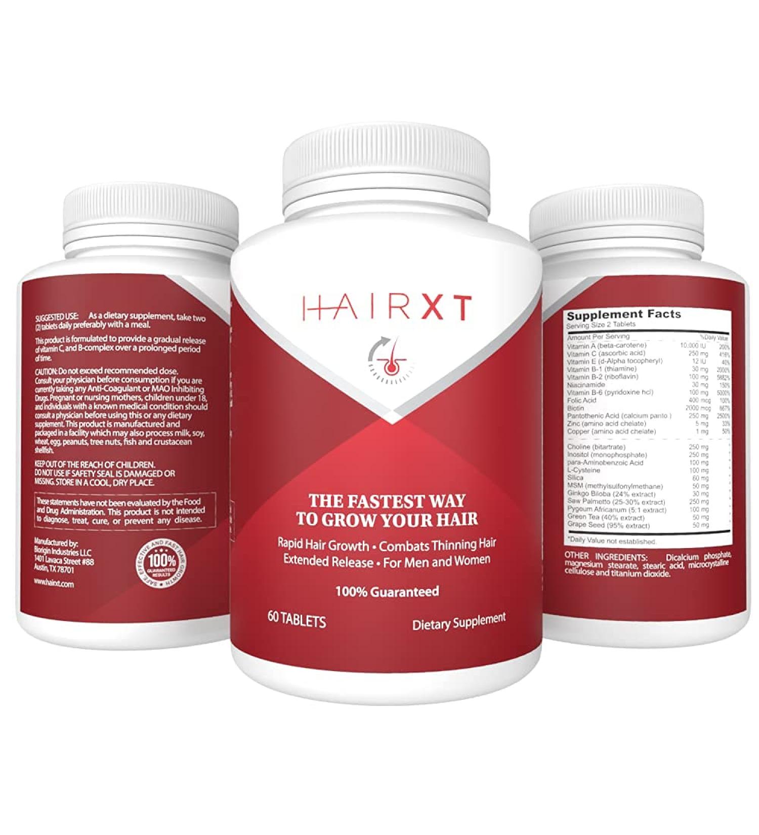 HairXT100 Premium Hair Vitamins - Promotes Growth, Thickness & Prevents Loss - 60 Tablets - Buy Online on GoSupps.com