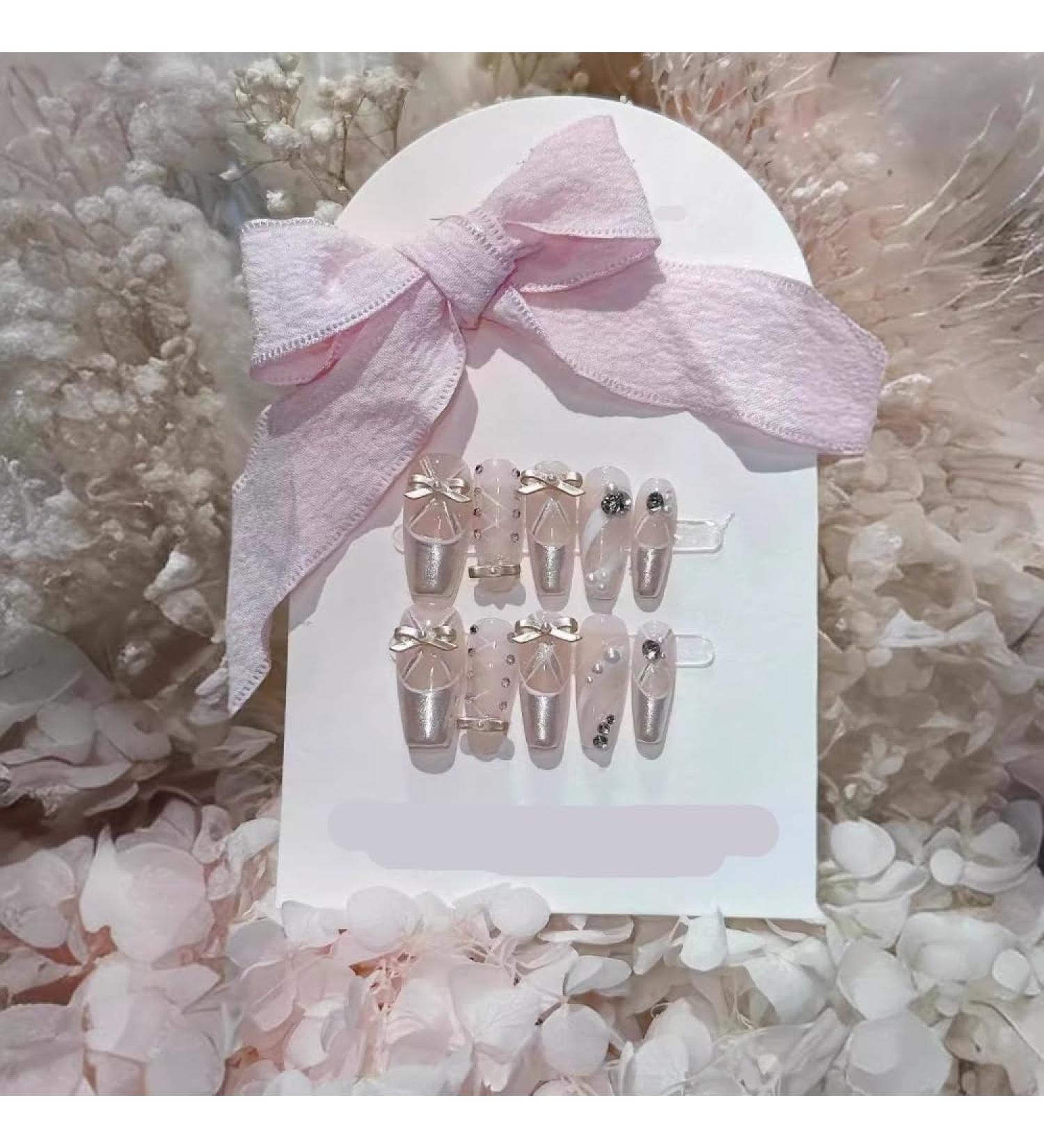 Handmade nail art luxurious French style detachable fake finger(Size:S) - Buy Online on GoSupps.com