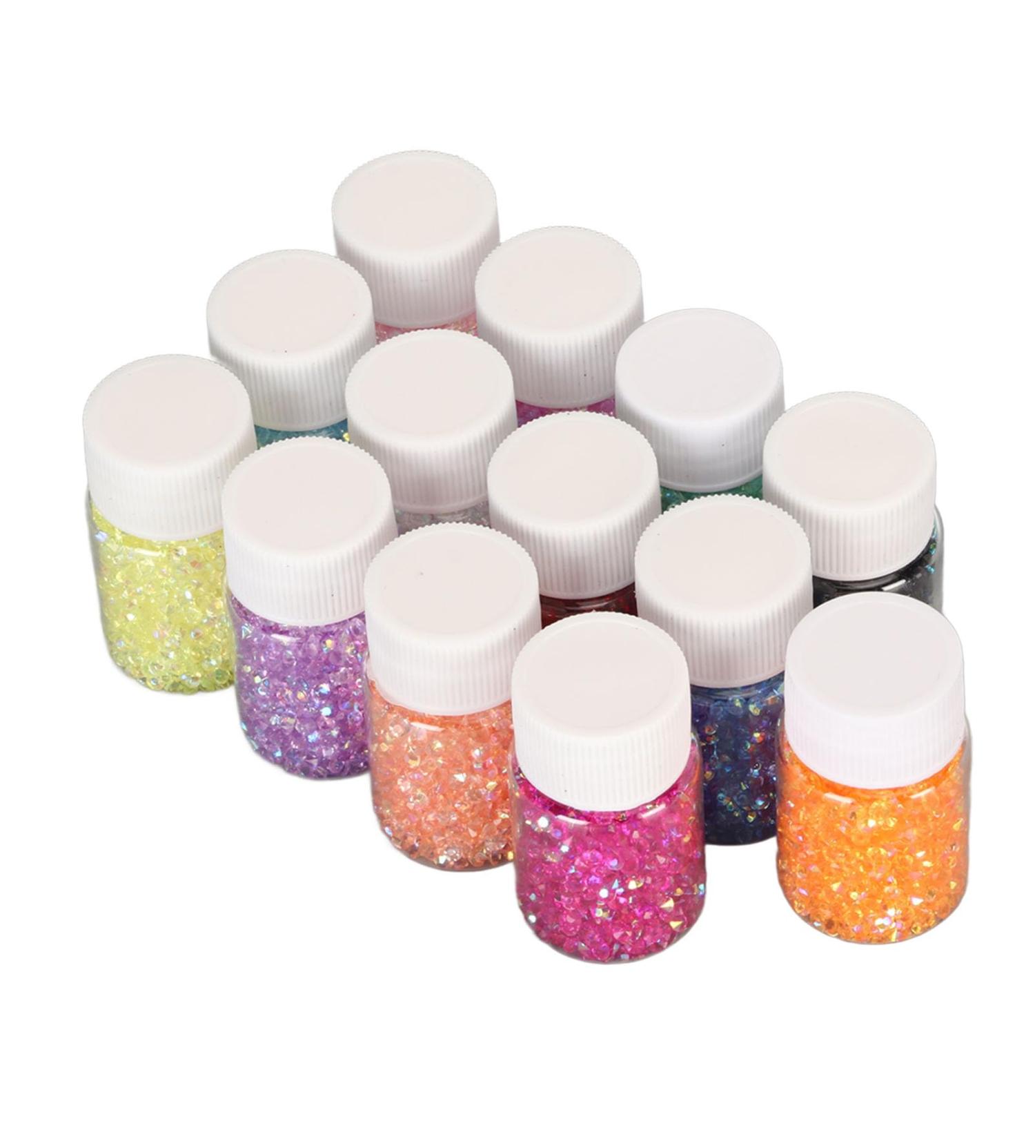 Nail Rhinestone Set Nail Rhinestones Mixed Colored Glass Gems Stones Rhinestones Small Rhinestone for Makeup 13 Colors Rhinestones Set DIY Colorfast Pointed Back Tiny Rhinestones - Buy Online on GoSupps.com