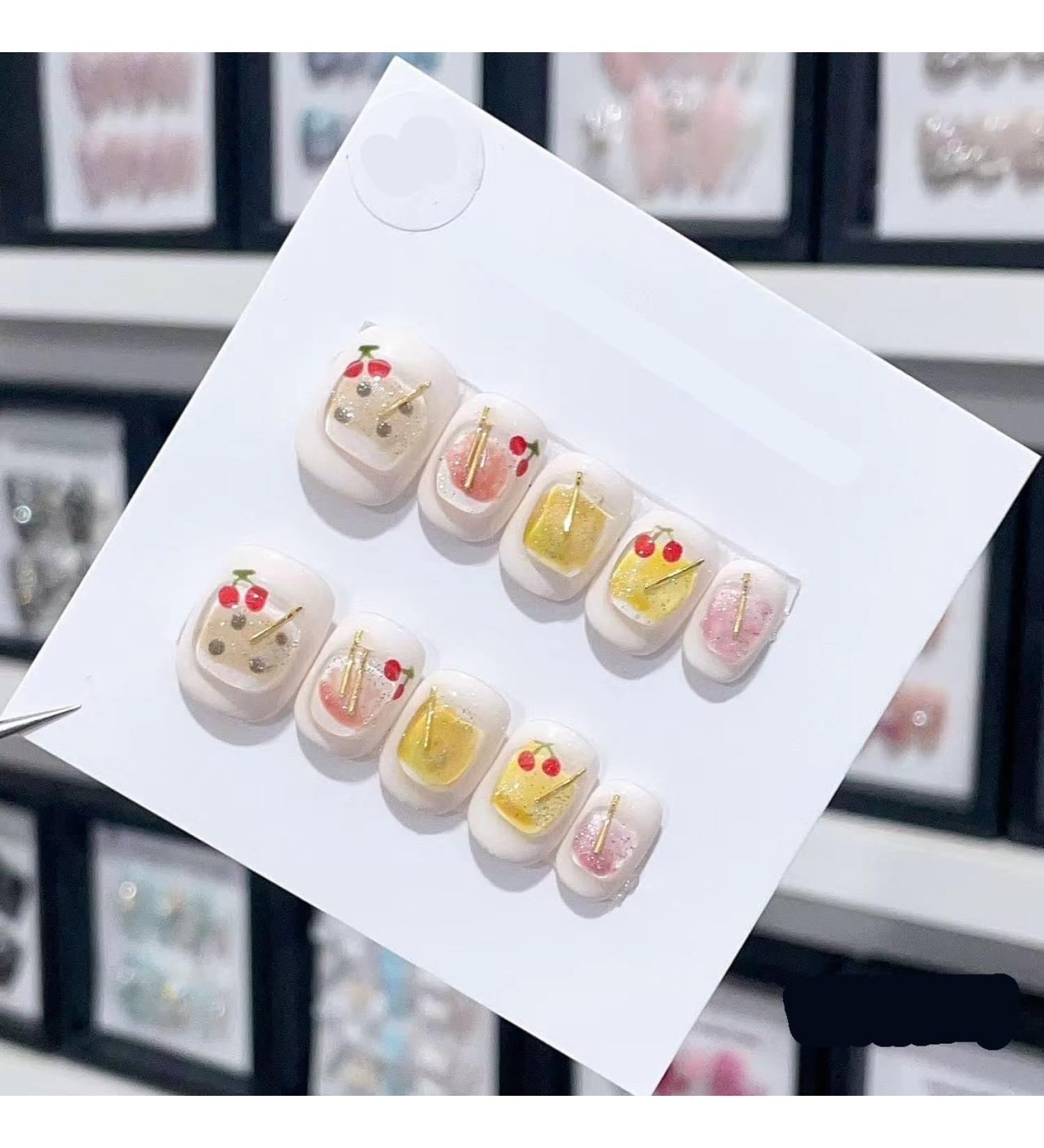 Handmade Long and Short Nail Patches for Artificial Nail Enhancement(Color:19507 Size:M) - Buy Online on GoSupps.com