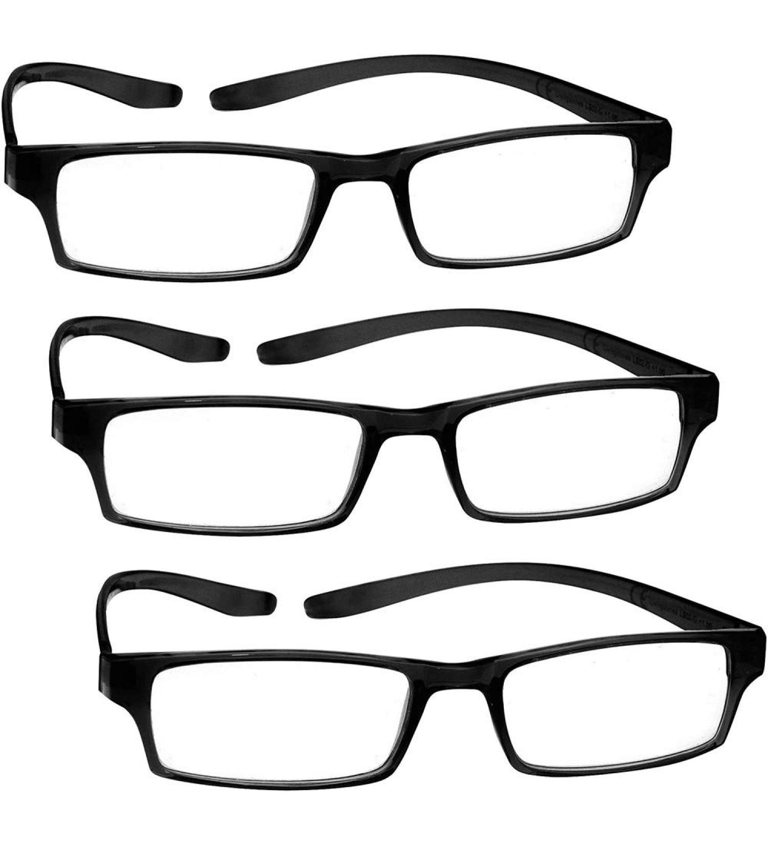 Black Neck Readers Value 3 Pack - Spring Hinges for Men & Women | The Reading Glasses Company - +1.50 Diopter - Buy Online on GoSupps.com