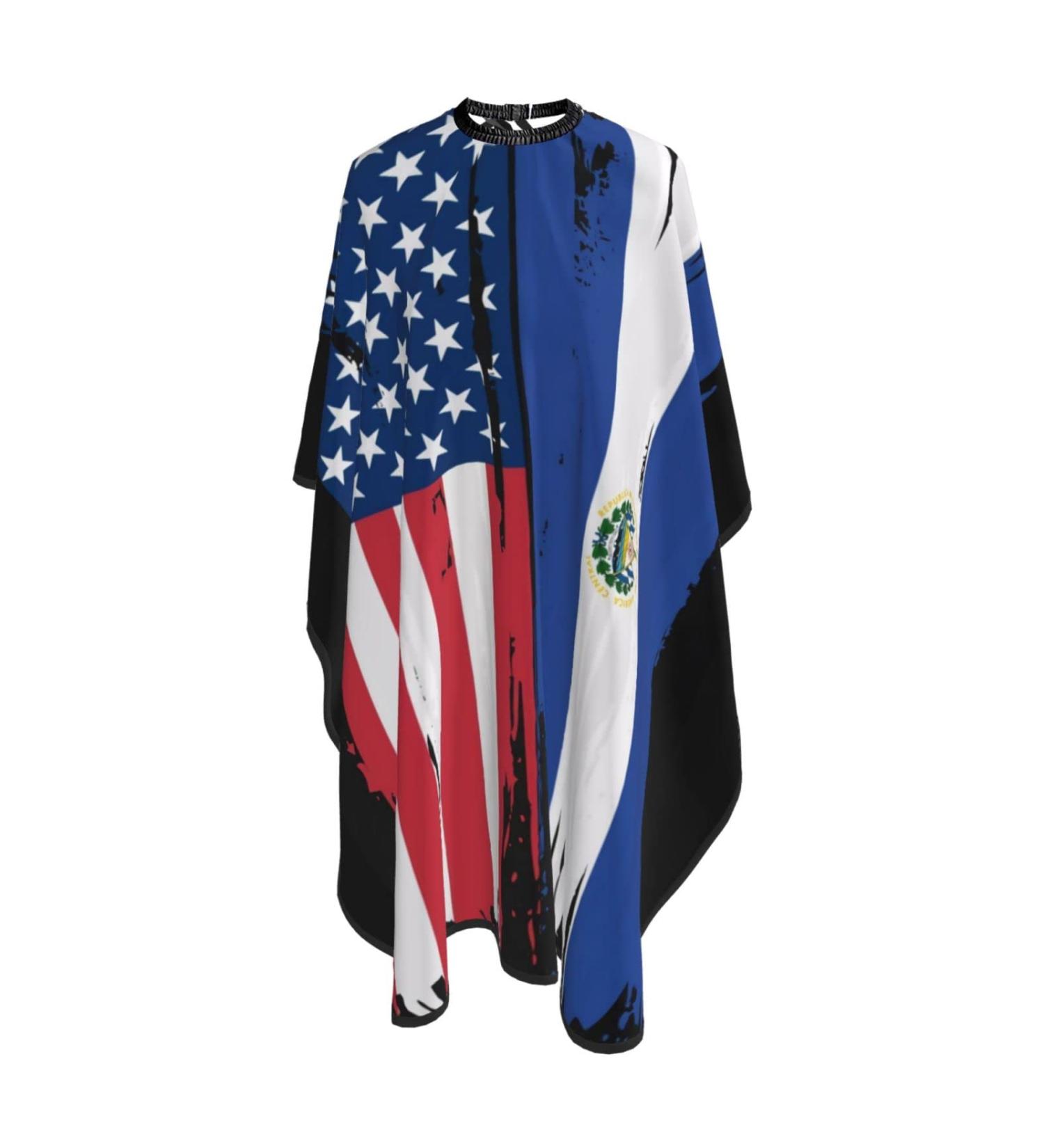 USA El Salvador Flag Barber Cape | Professional Waterproof Hair Cutting Apron - 55x66 for Stylists & Home Use - Buy Online on GoSupps.com