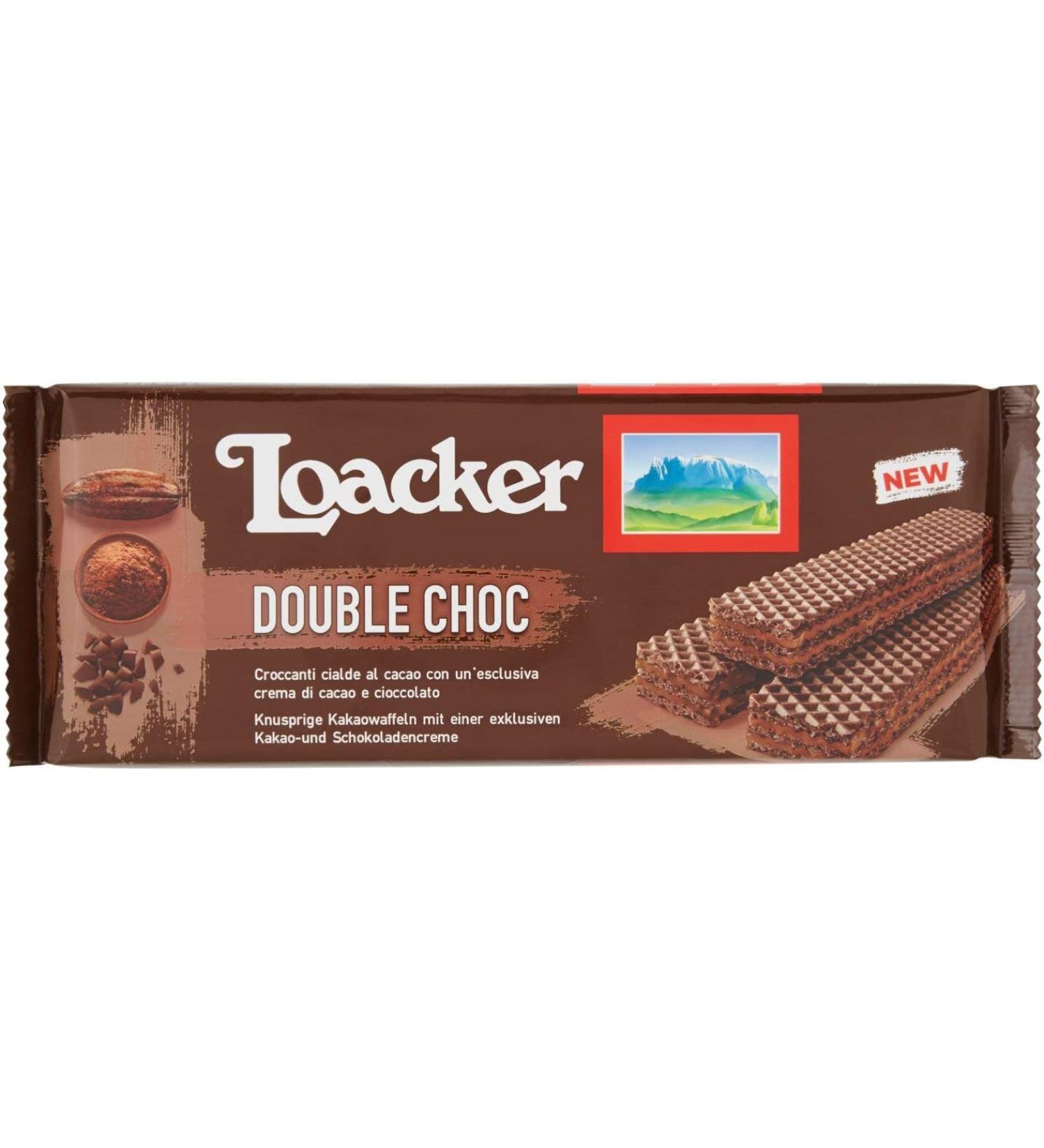  Loacker Loacker Wafer Double Shock Cookies with Chocolate and Cocoa Cream Pack of 3 175g - Buy Online on GoSupps.com