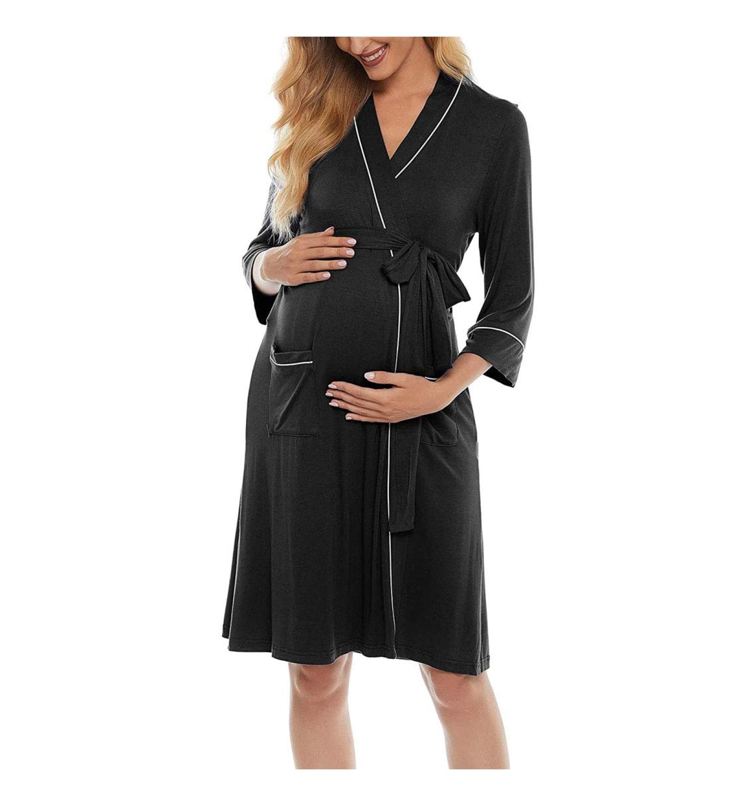 OCCIENTEC Maternity Nursing Robe & Nightgown Set - S Black - Buy Online on GoSupps.com