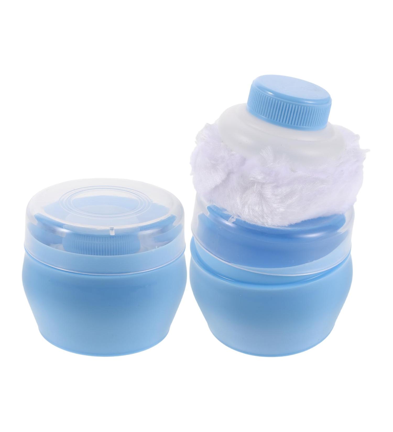 Lot de 2 Bo tes de Poudre avec Houppette Bleue Ciel R cipient Portable pour Poudre Corporelle B b tui Compact et L ger pour Rangement et Application Douce en Voyage  - Buy Online on GoSupps.com
