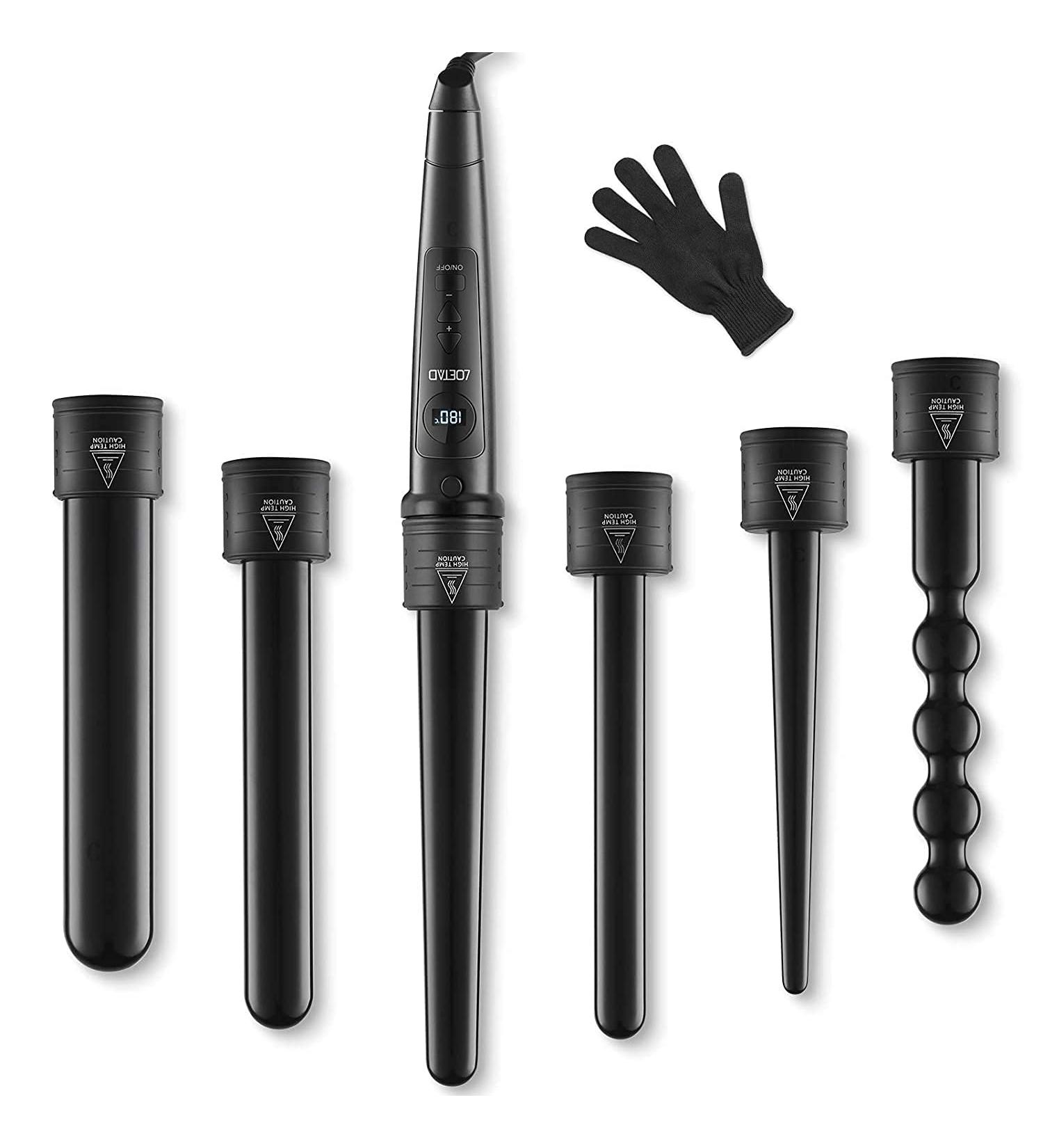 LOETAD 6-in-1 Curling Iron with LED Screen - Adjustable Temperature 80 C to 230 C Tourmaline & Ceramic for Perfect Curls | International Shipping - Buy Online on GoSupps.com