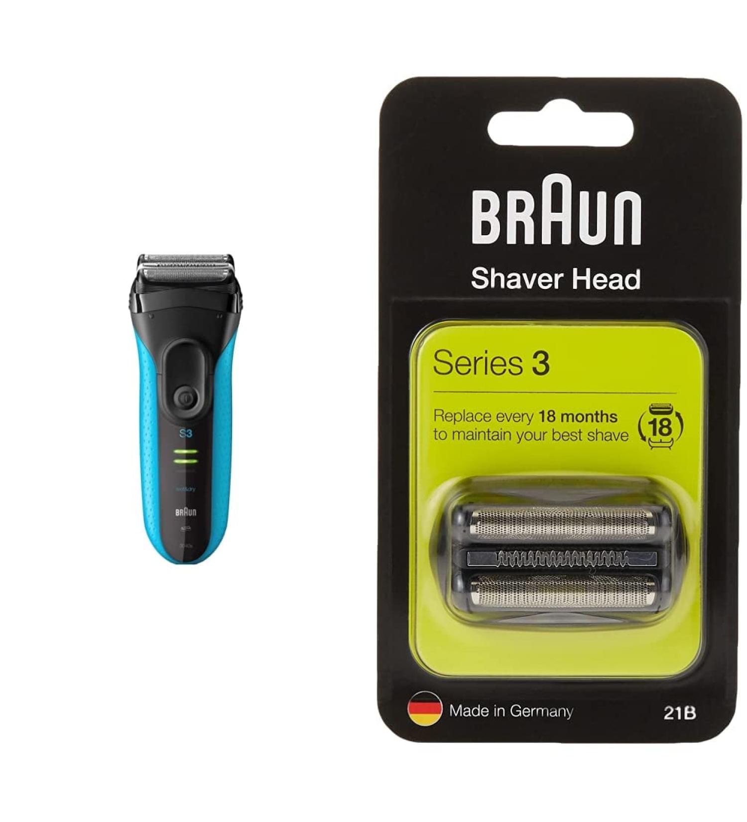 Buy Braun Series 3 Razor for Men - 3-in-1 Electric Shaver with 30 Min Runtime - 3010BT Blue & Black Bundle - Buy Online on GoSupps.com