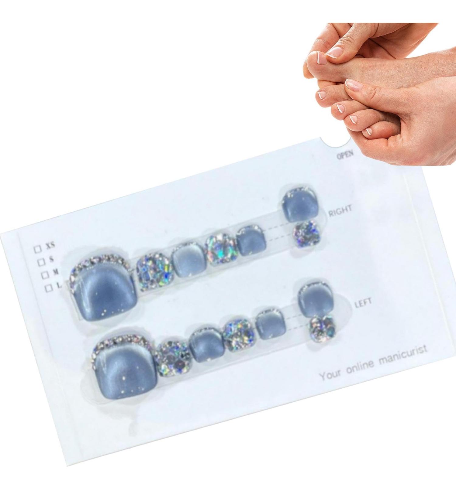 Cyuzijn Toe Nails Glitter Glitter Toe Nails - Sparkling Cat's Eye Toenail Manicure Art Toenail for Summer for Women Girls - Buy Online on GoSupps.com