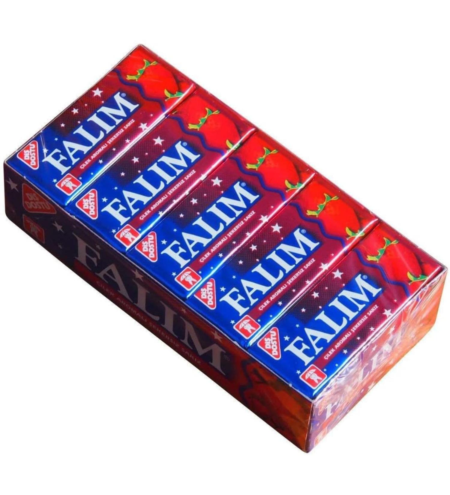Falim Strawberry Flavored Sugar-Free Chewing Gum 5-Pack 20 Pieces