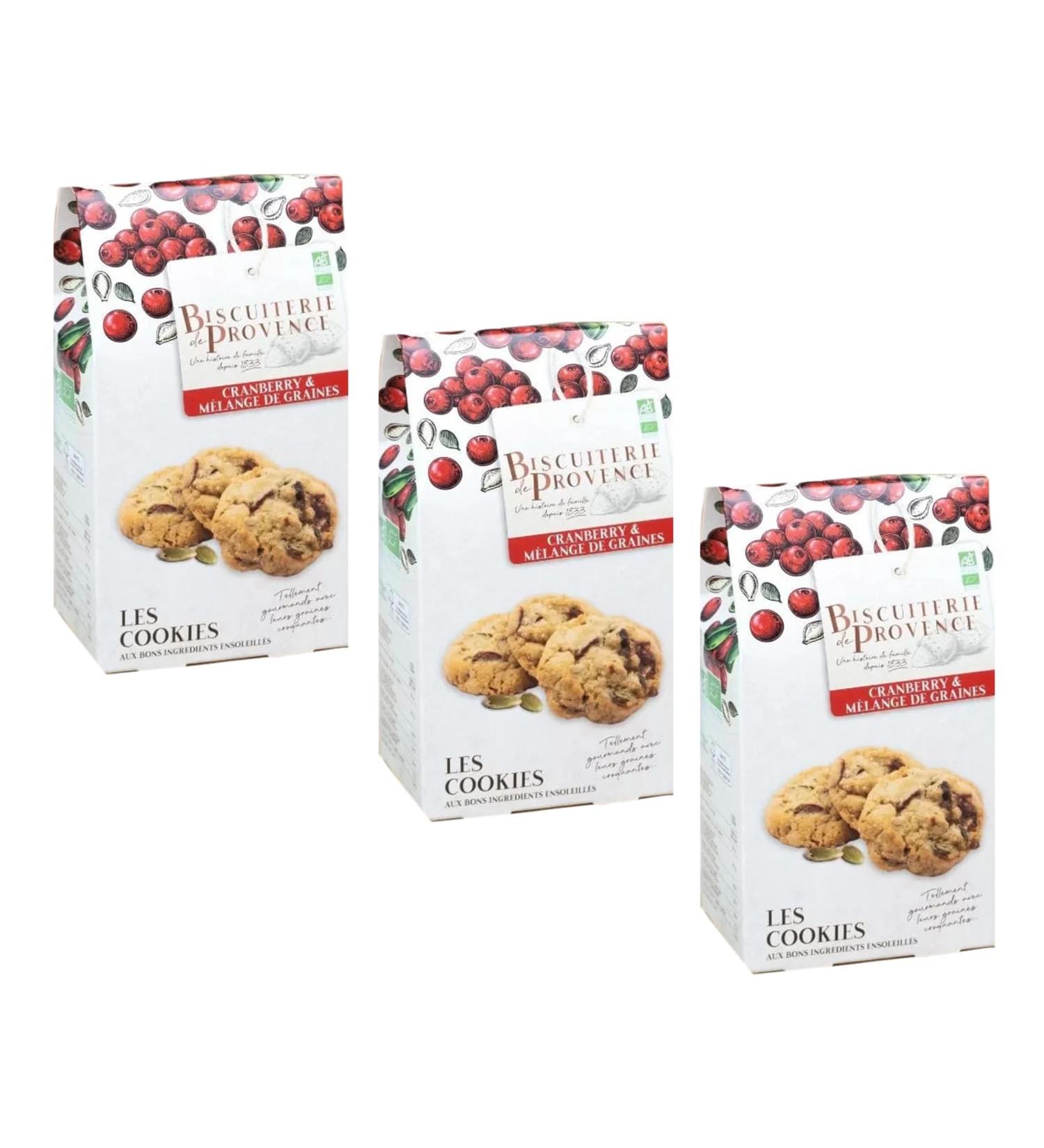  BISCUITERIE de PROVENCE Biscuiterie de Provence | Organic Cranberry and Seed Biscuits - 3 x 120g | Gift Box of French biscuits with cranberries almonds pumpkin seeds and sunflower seeds - Buy Online on GoSupps.com