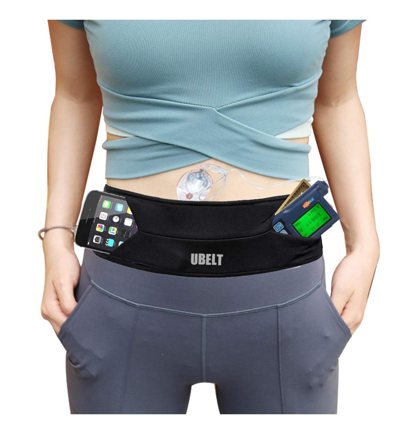 UBELT Insulin Pump Belt Pouch & Diabetic Waist Fanny Pack - Running Band & Phone Holder - Black/27-45 - Buy Online on GoSupps.com