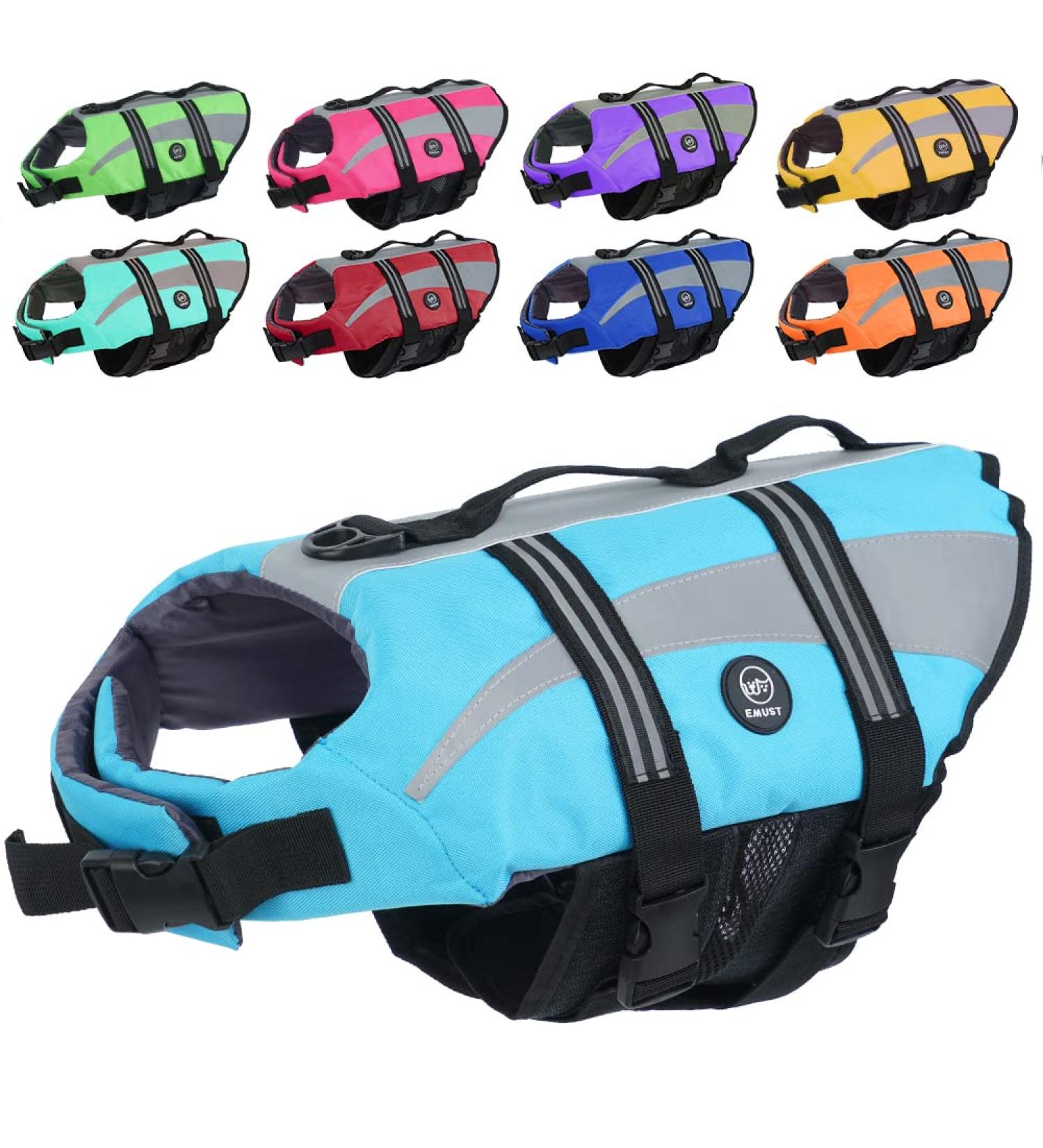 Emust Life Vest for Dogs | Lightweight & Durable Dog Swimming Jacket | Perfect for Small Medium & Large Dogs | XL Blue - Ideal for Water Activities - Buy Online on GoSupps.com