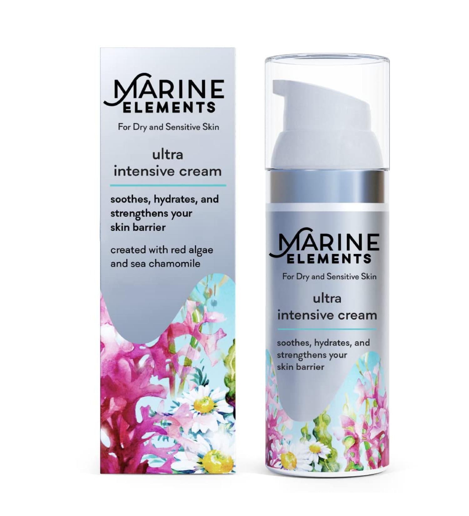 Marine Elements Intensive Face Cream 50ml Night and Day Moisturizer 24hr Relief from the Signs of Dry Skin: Itchy Red Cracked Sensitive Dehydrated Skin. With Red Algae Fragrance Free - Buy Online on GoSupps.com