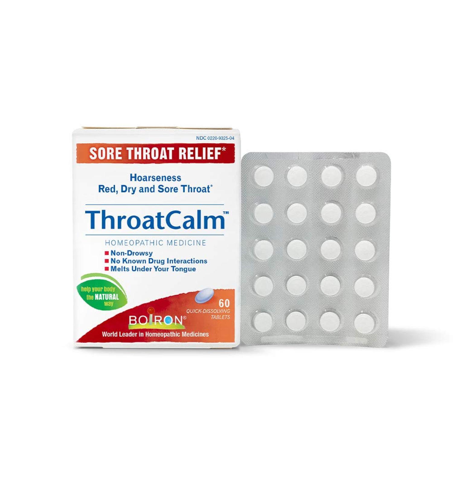 Boiron Throatcalm Tablets - Sore Throat Relief (60 Count) | Homeopathic Solution - Buy Online on GoSupps.com