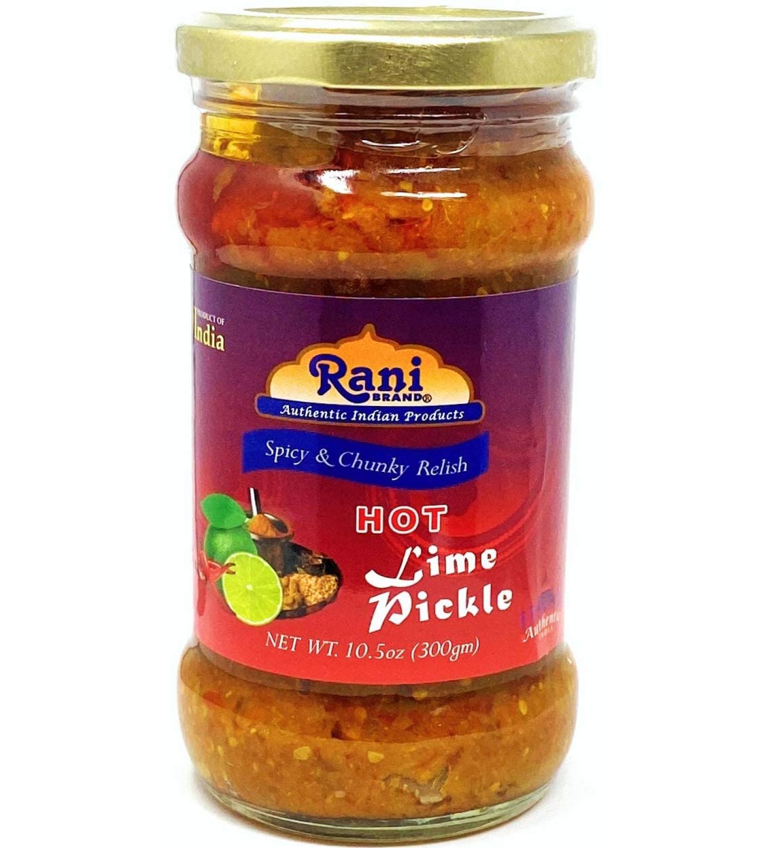Rani Lime Pickle Hot (Achar Spicy Indian Relish) 10.5oz (300g) Glass Jar Vegan | Gluten Free | Non-GMO | No Colors | Popular Indian Condiment Indian Origin FRUITS & VEGETABLE 10.5oz Hot Lime - Buy Online on GoSupps.com
