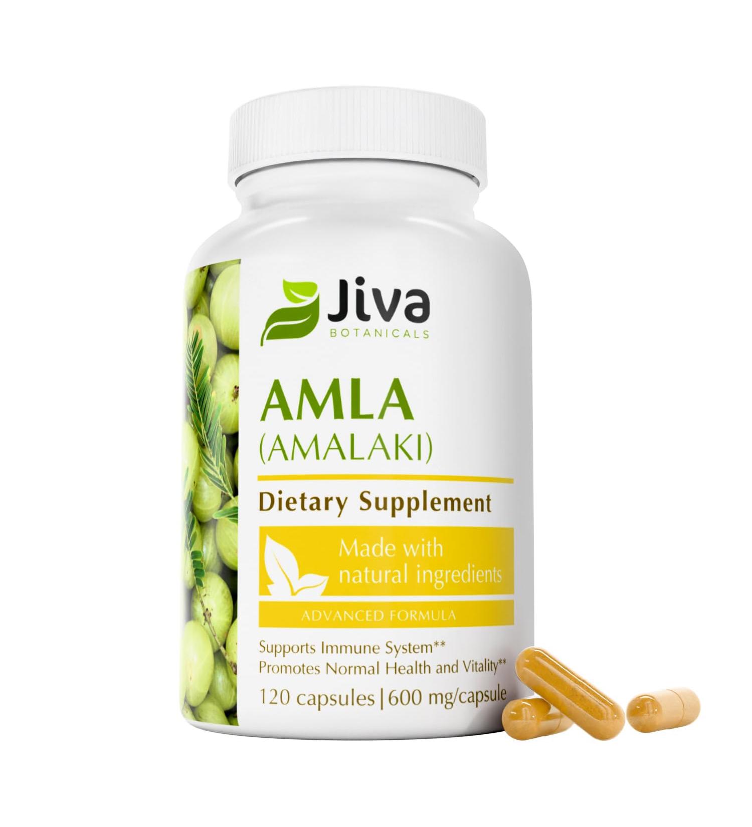 Jiva Botanicals Amla Capsules Vegan - Indian Gooseberry Supplement 120 Serving. Easy to Take Amla Powder Alternative from. Also Known as Amala or Amalaki. Natural Source of Vitamin C. Made in USA 1 Count (Pack of 120) - Buy Online on GoSupps.com