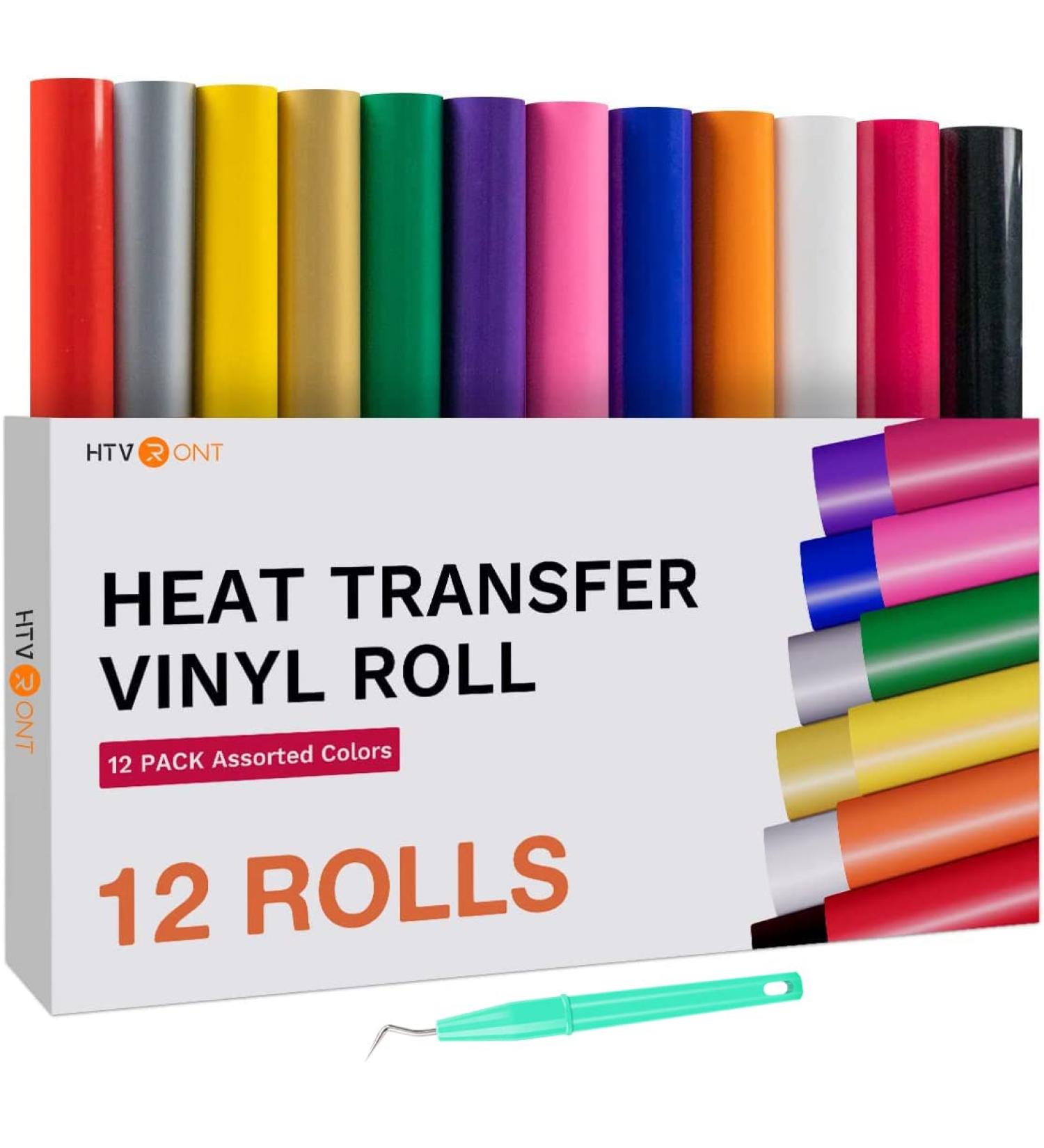 HTVRONT 12 Pack Heat Transfer Vinyl Bundle - 12x5' Rolls for Cricut & Cameo, Easy to Cut & Weed Iron-On HTV Vinyl - Buy Online on GoSupps.com