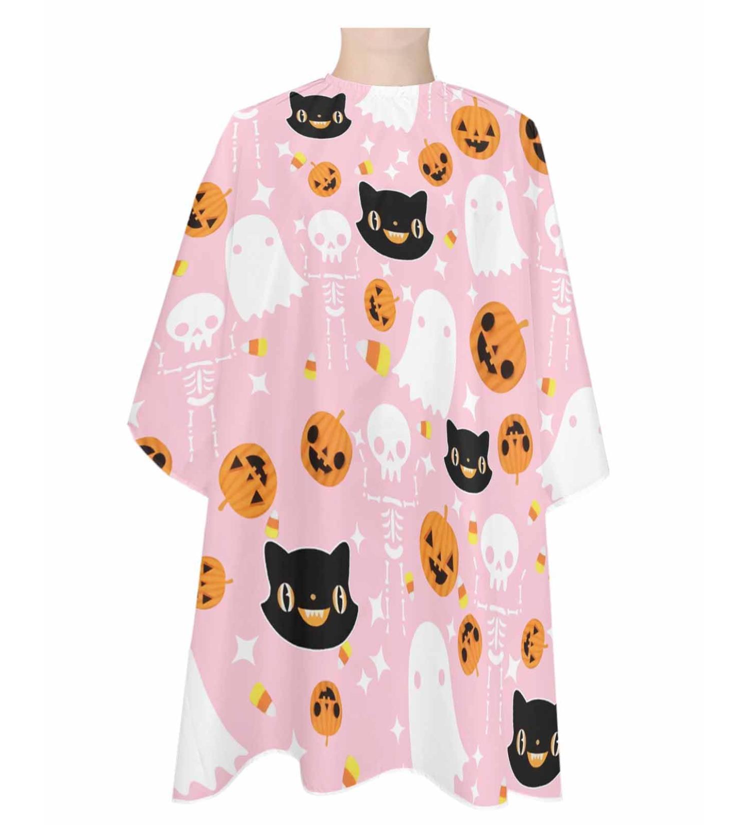 Halloween Barber Cape - Adjustable Hair Cutting Cape for Kids & Adults | Stylish Pink Orange & Black Hairdressing Gown | 55x63 Inch Salon Accessory - Buy Online on GoSupps.com